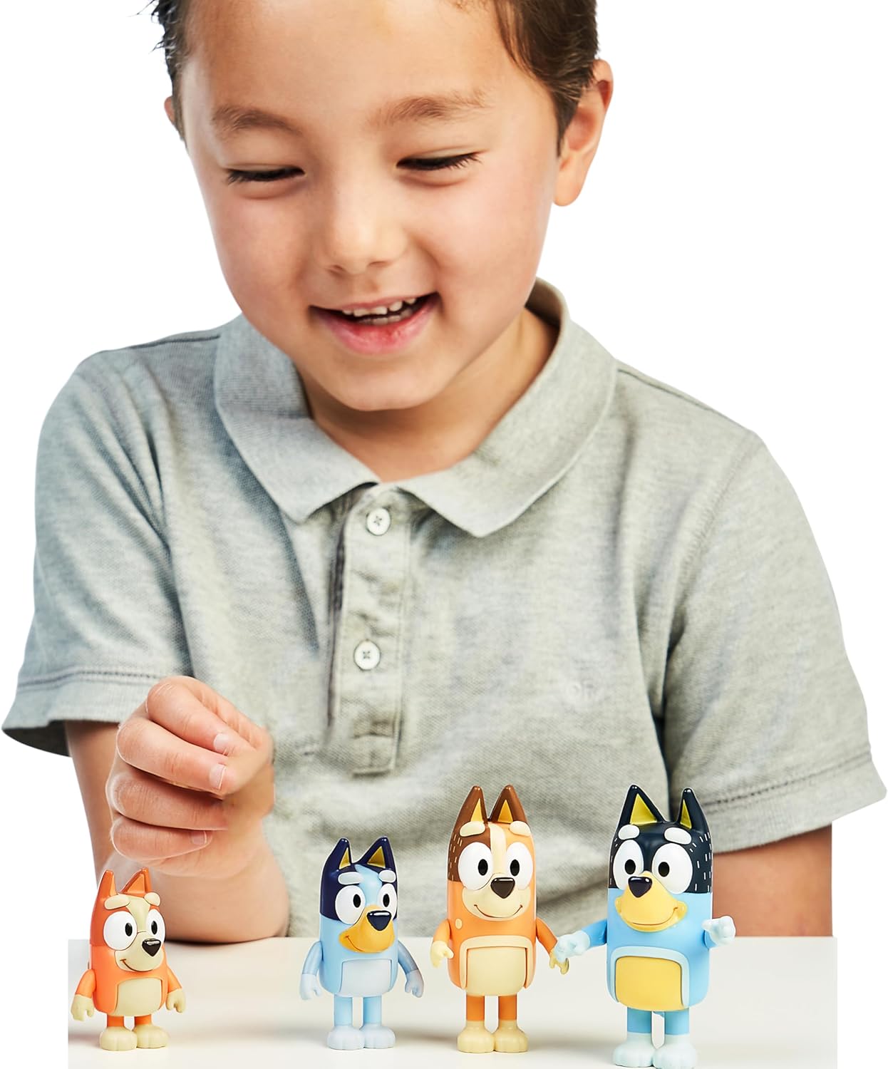 Detalle 2 de BlueY 4er-Figuren-Set Familie – Bluey, Bingo, Bandit und Chilli (6,3–7,6 cm) – Bewegliche Sammelfiguren