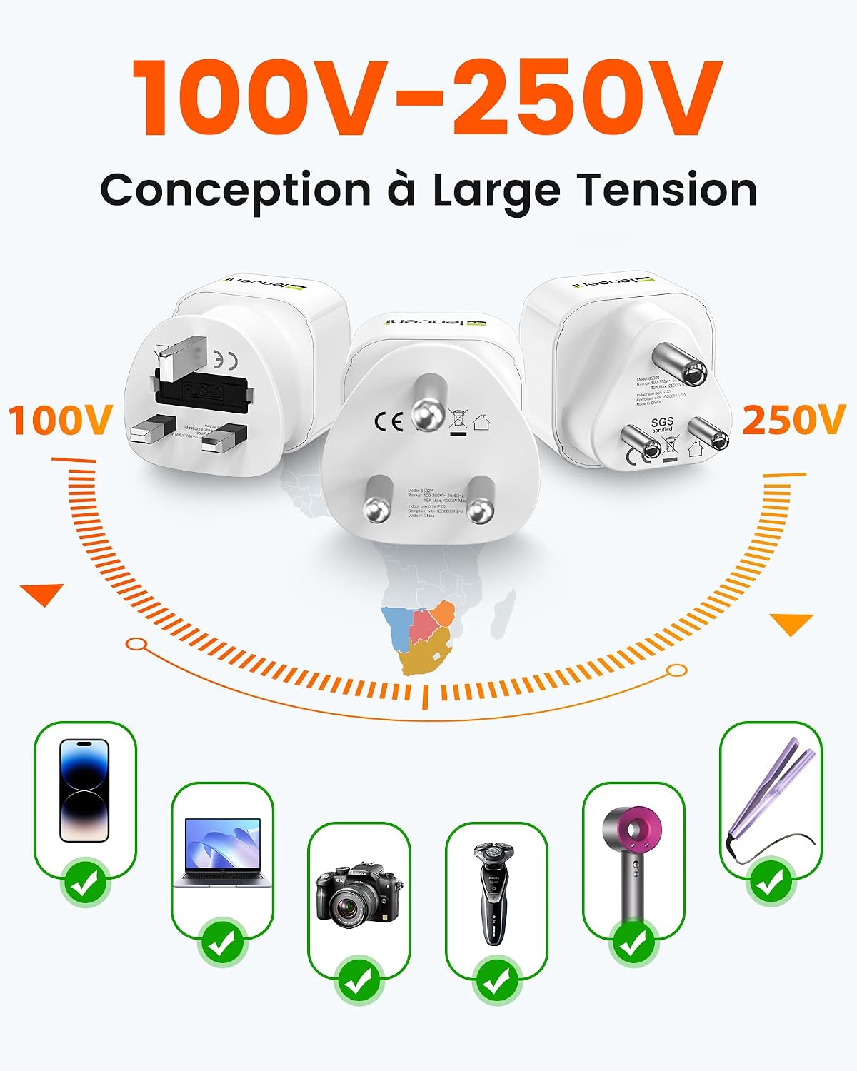 Thumbnail 6 de LENCENT Adaptateur de voyage 4000 W 🔌