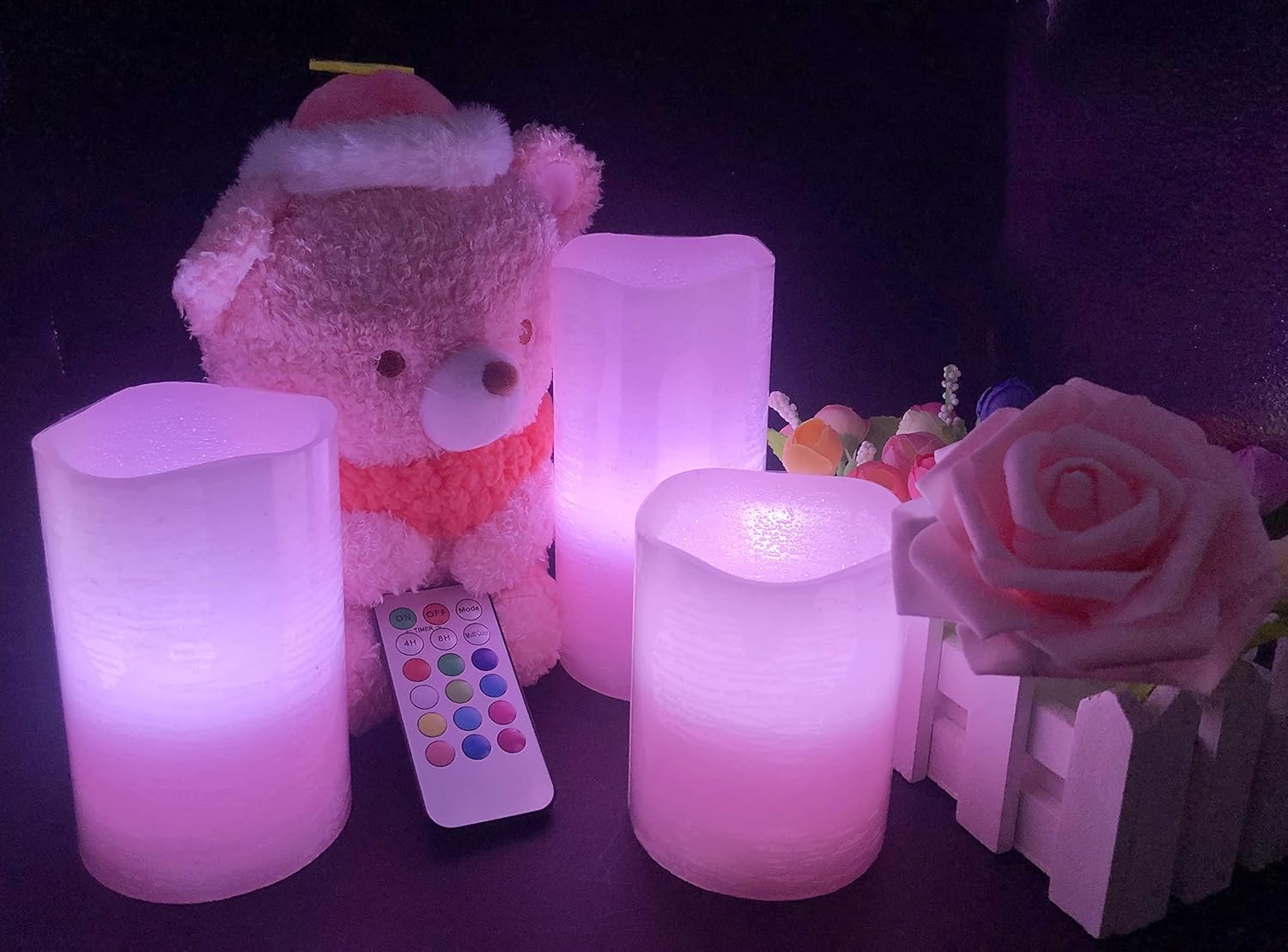 Detalle 2 de Adoria Pink Flameless LED Candles Set of 3 🕯