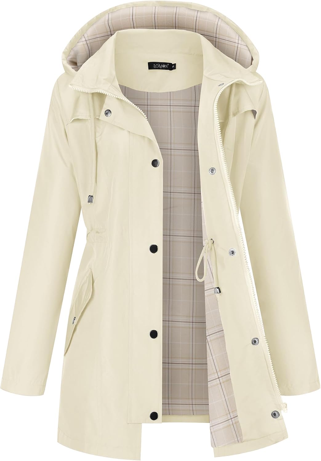 Detalle de LOMON Women Waterproof Outdoor Hiking Raincoat: Lightweight, Hooded, Packable Rain Jacket