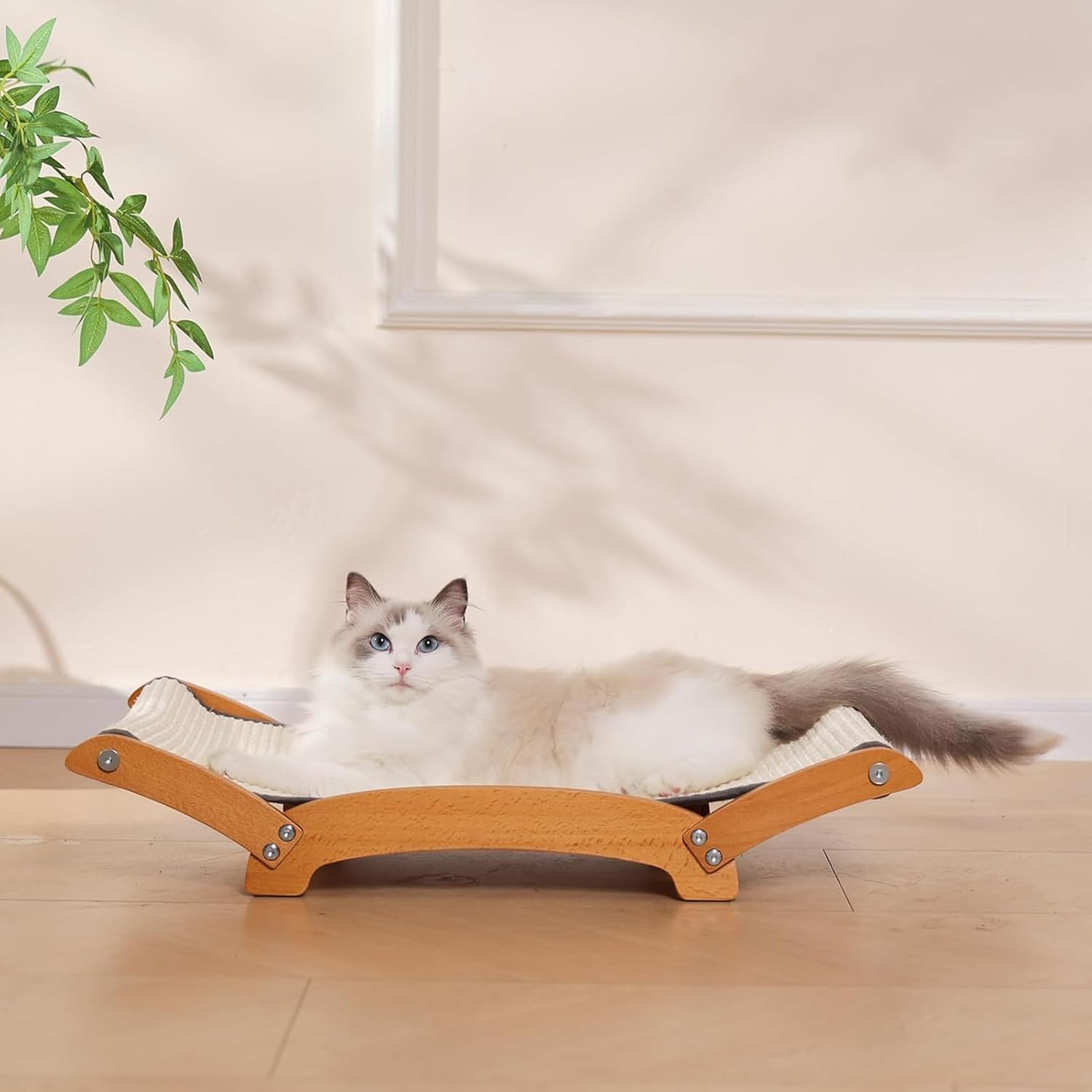 Thumbnail 6 de Extra-Larger Sisal Cat Scratcher Bed with Hammock – Durable Beech Wood Frame