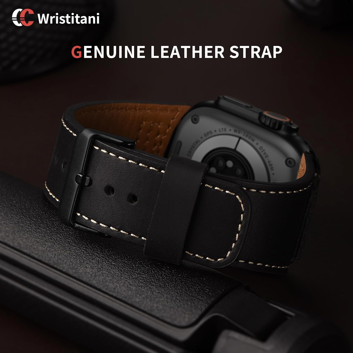 Thumbnail 3 de Bracelet en cuir Wristitani pour Apple Watch - Compatible toutes séries et tailles (38–49 mm)