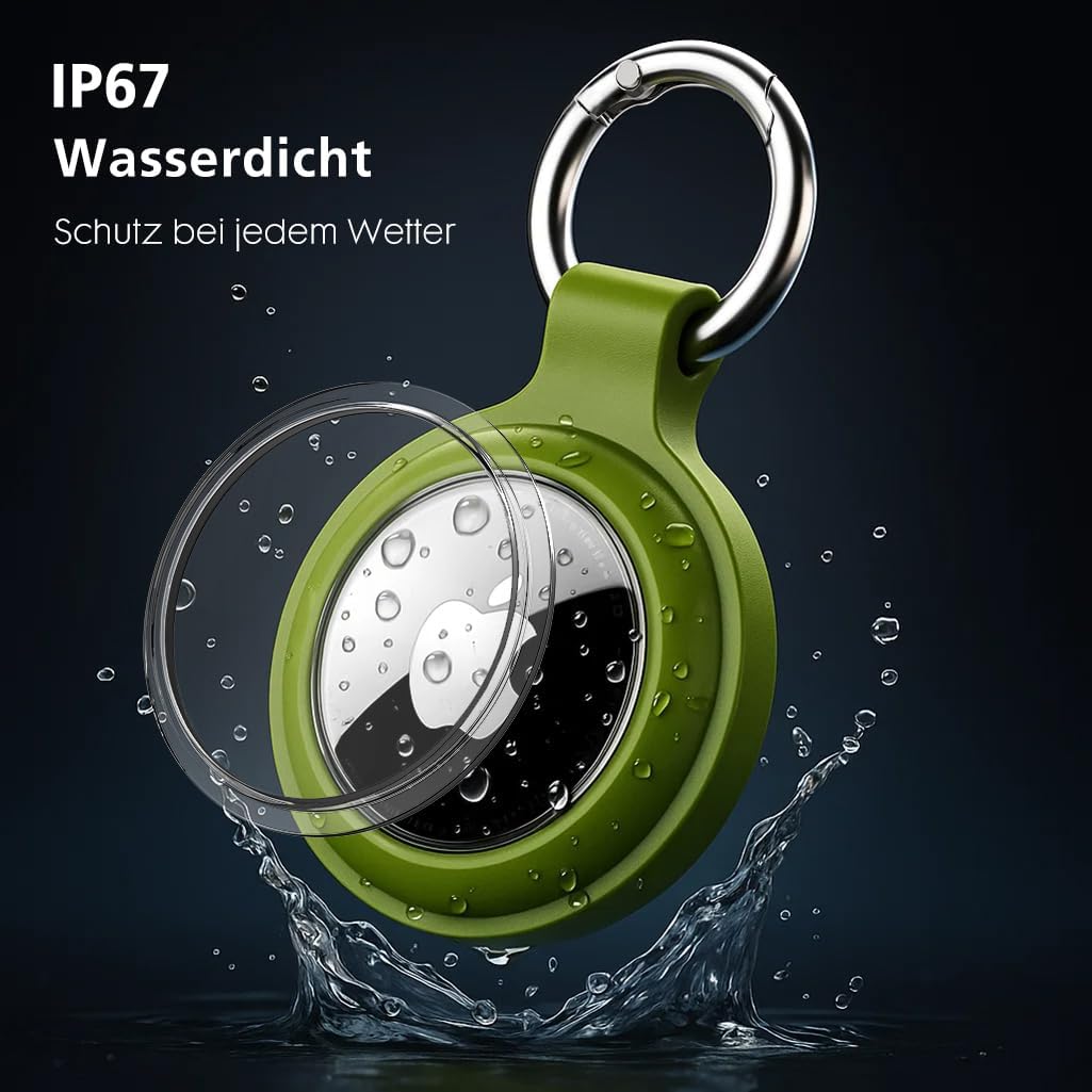 Detalle de AirTag-Schlüsselanhänger mit wasserdichter Hülle (4er-Set) – 360° stoßfester Rundumpanzer für Apple AirTag