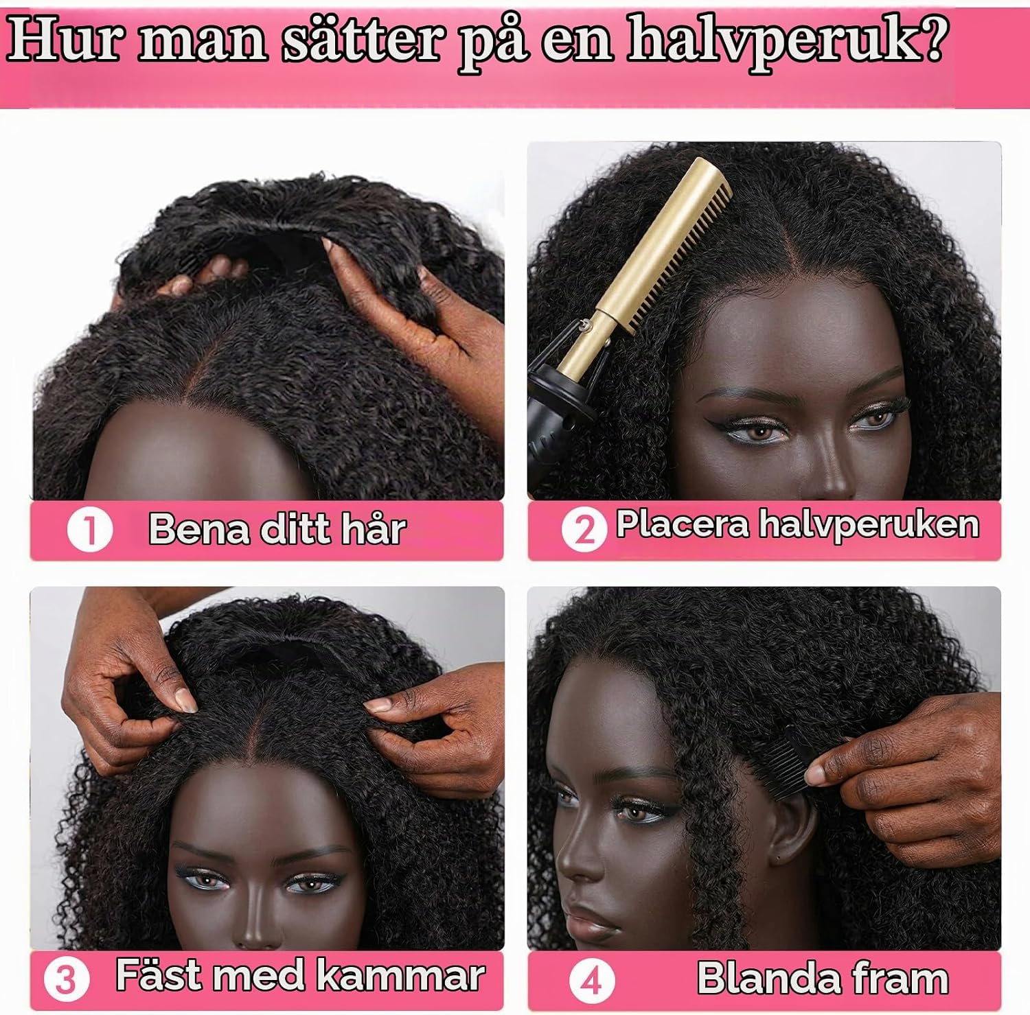 Detalle 1 de WENYAN Deep Wave halvperuk i människohår, 12 tum, 180 % täthet