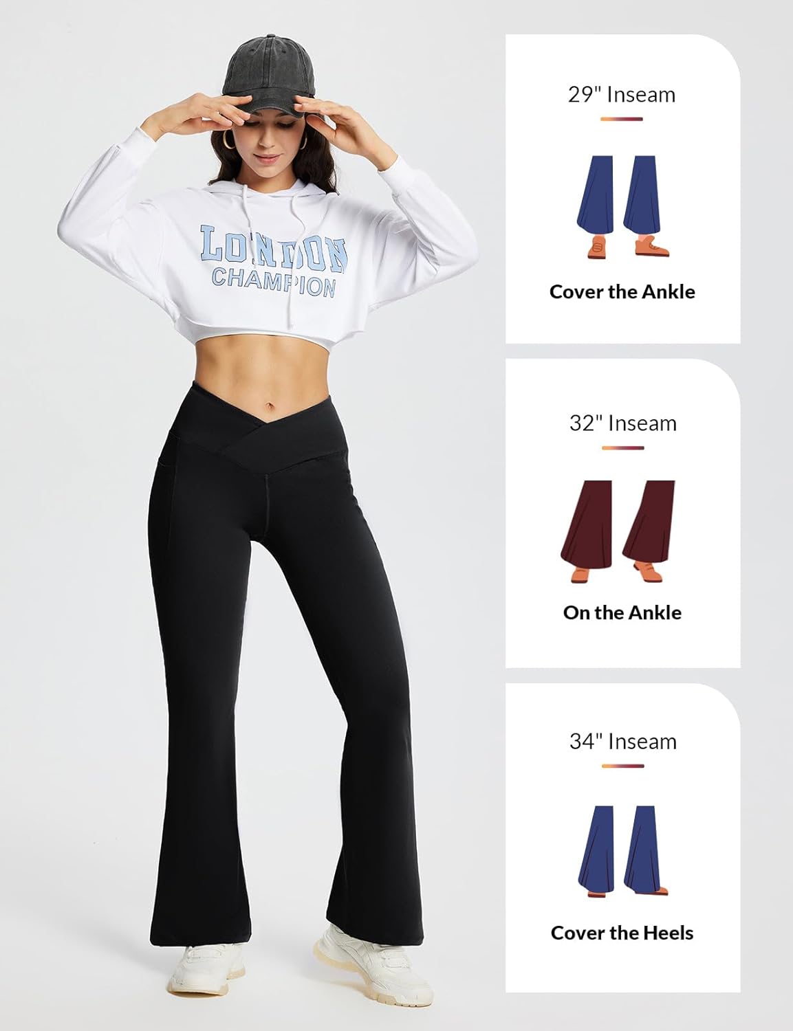 Detalle 2 de baleaf V Crossover Flare Leggings with Pockets