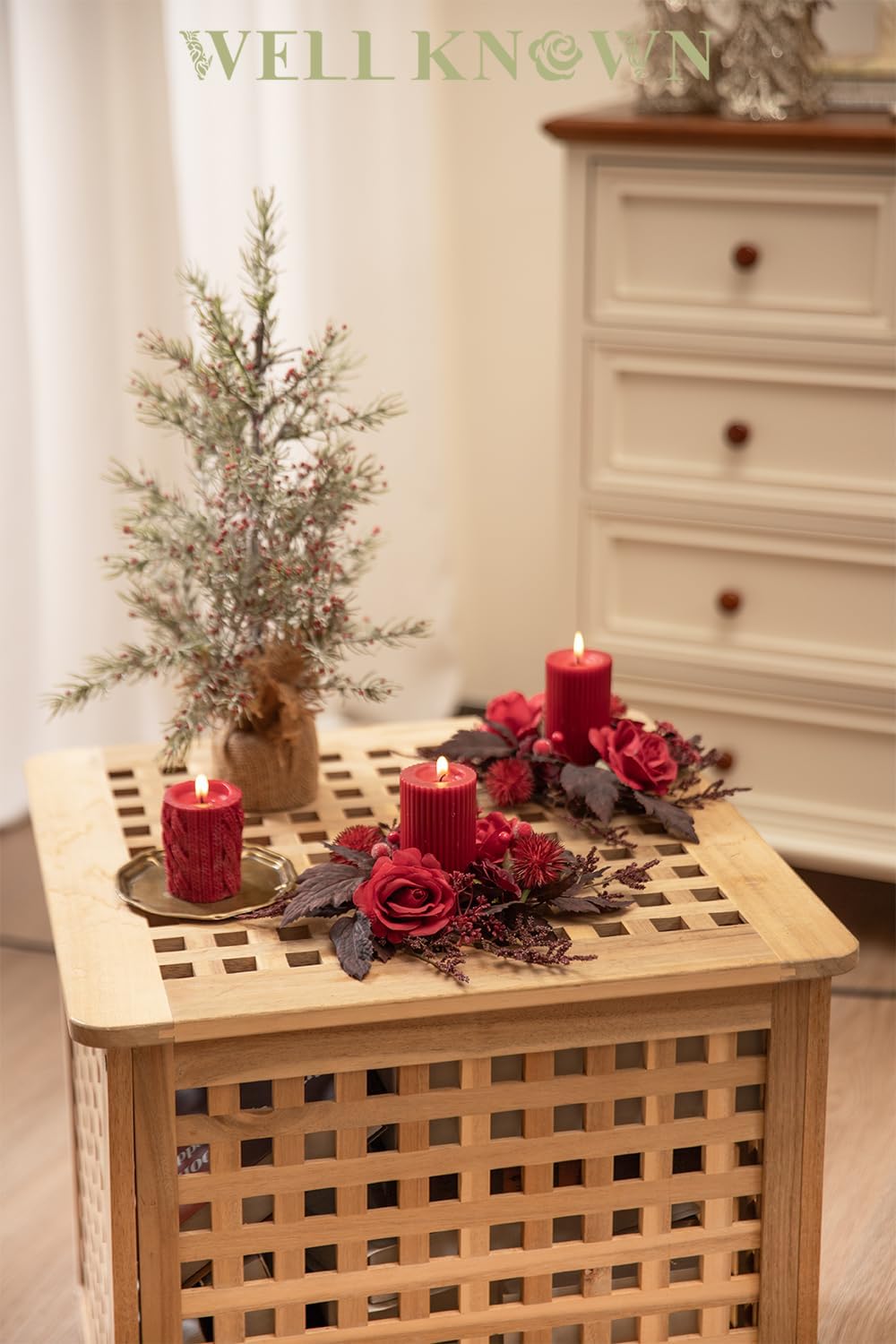 Thumbnail 6 de WELL KNOWN Artificial Flower Candle Rings, 9-Inch