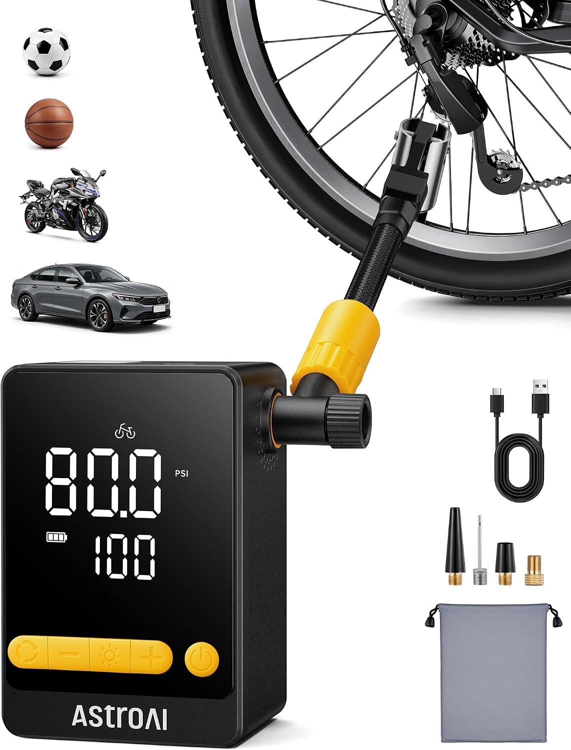 Detalle de AstroAI portable tyre inflator 150 PSI