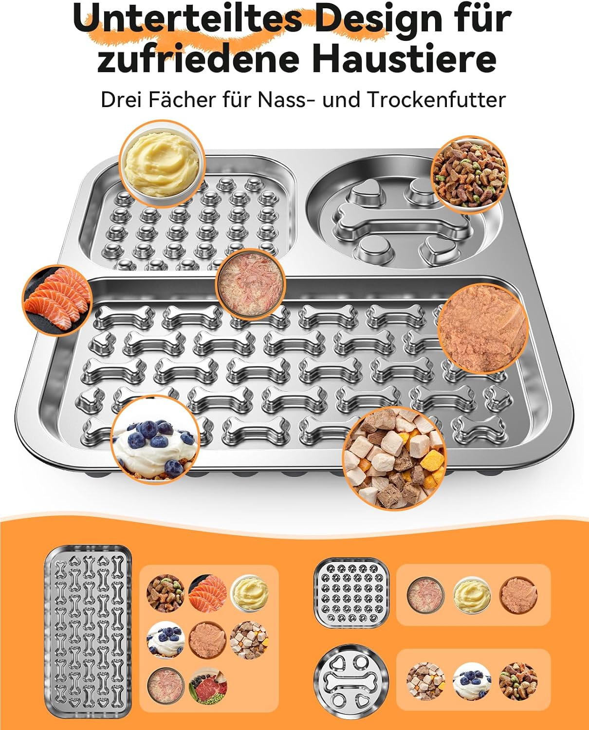 Detalle 2 de FEELNEEDY Edelstahl Schleckmatte Hund mit Schaber – rutschfeste Anti-Schling-Mahlzeit mit Zahnpflege und Saugnäpfen