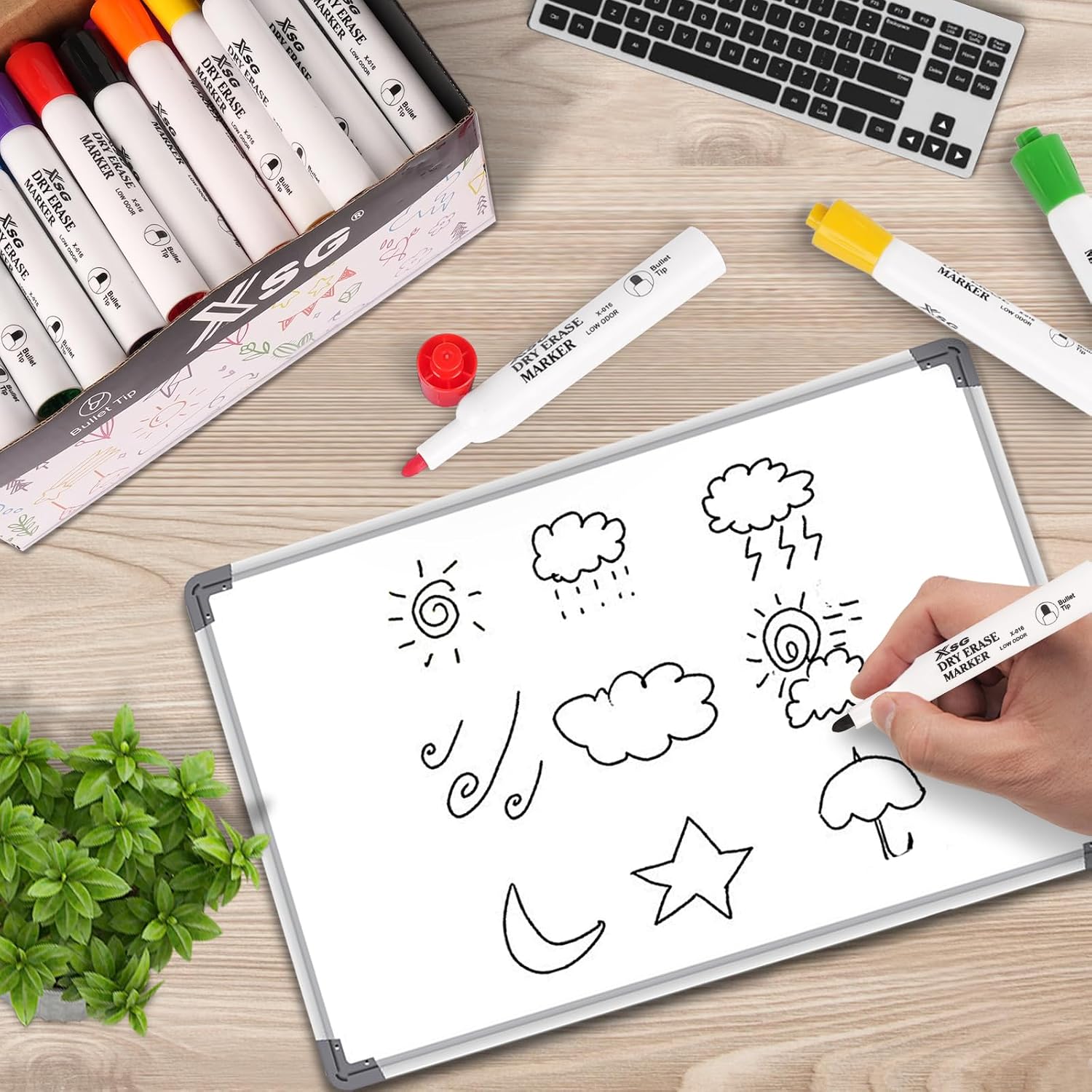 Detalle 2 de colpart Whiteboard-Marker, 72er Pack (Schwarz, feine Spitze) – abwischbar für Schule, Büro & Zuhause
