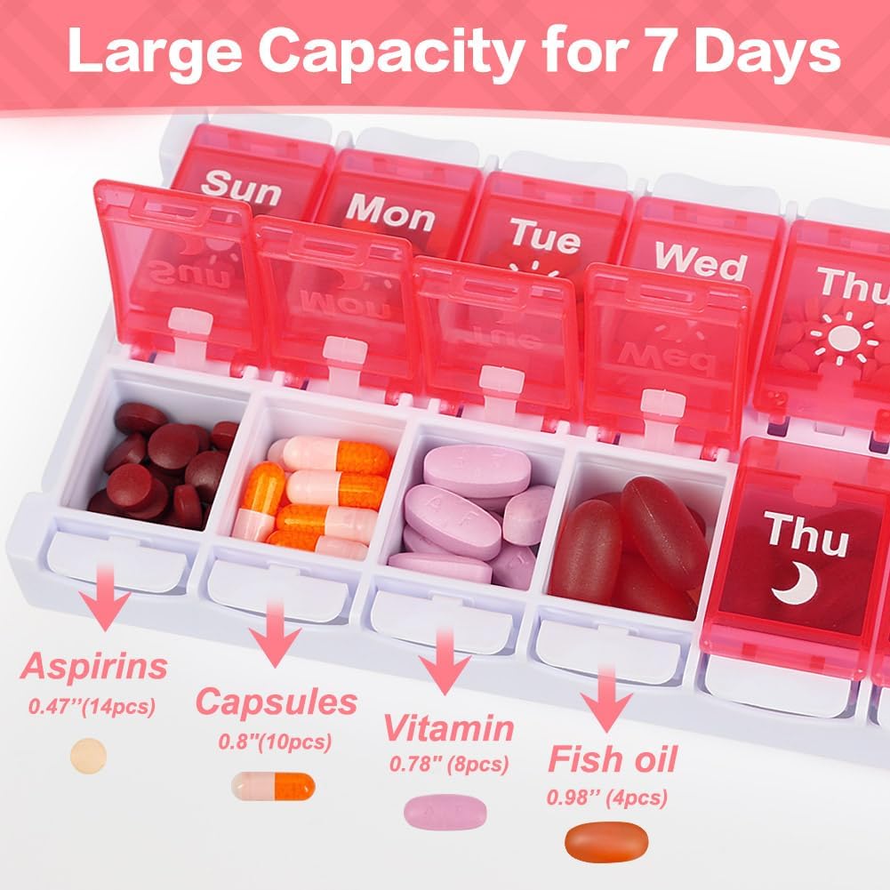 Thumbnail 4 de Shintop 7-Day Pill Organizer, AM/PM Compartments with Push-Button Lids