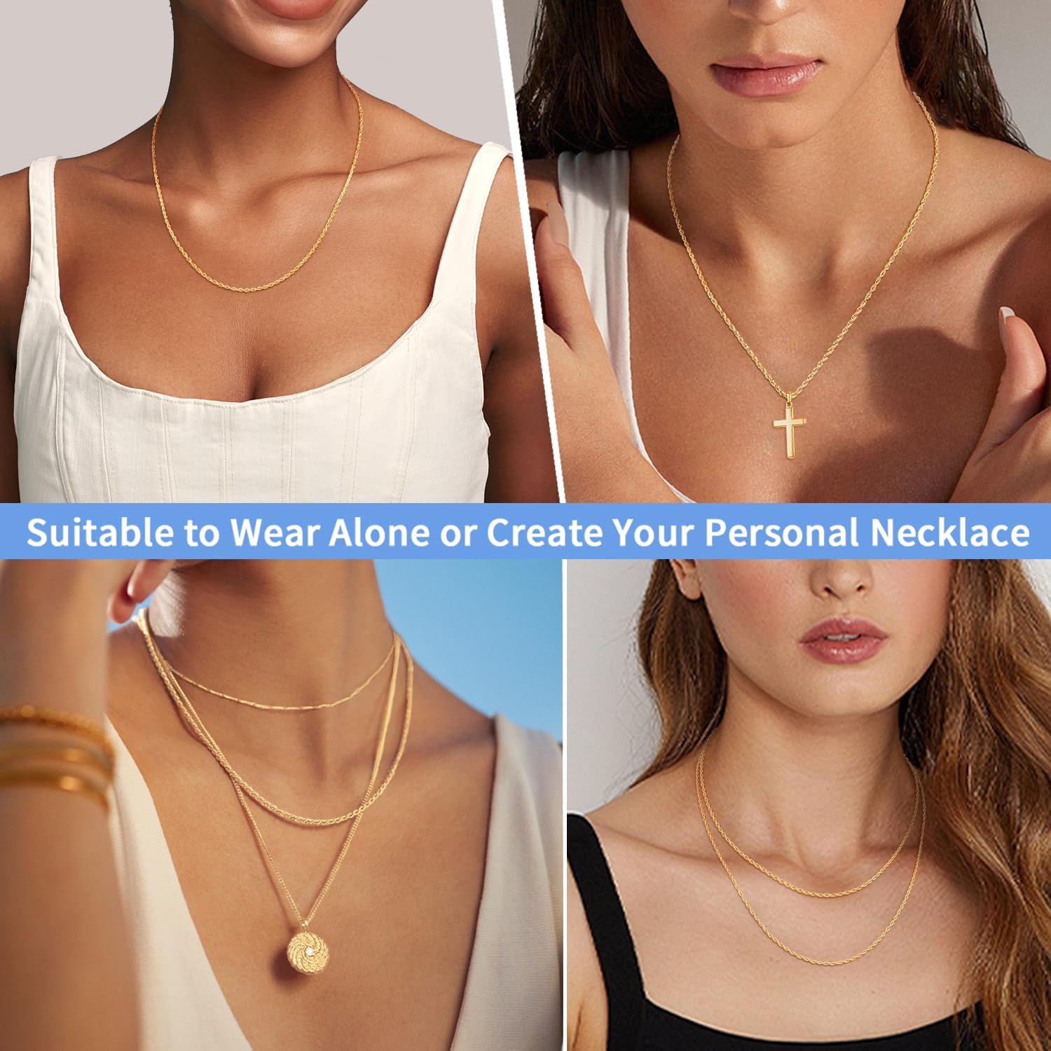 Detalle 2 de Jewlpire Rope Chain Necklace, 1.5mm