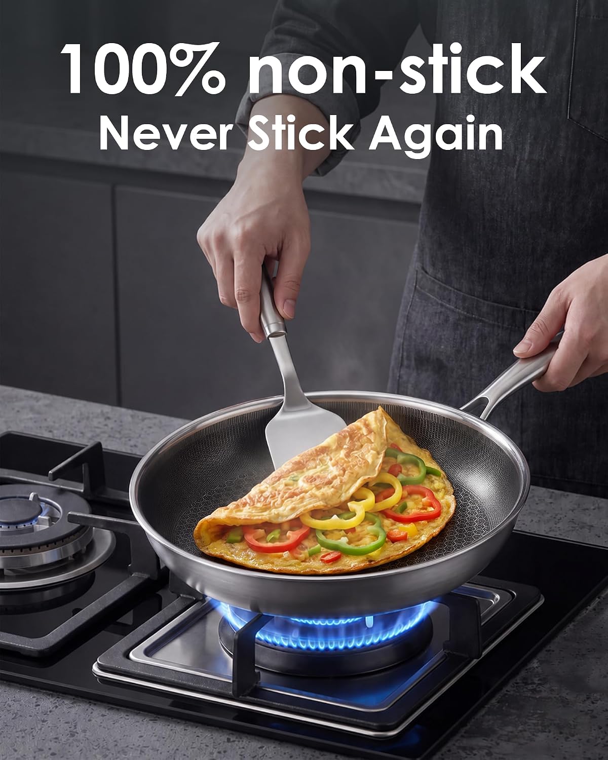 Thumbnail 2 de 12-Inch Titanium Pan with Lid – Non-Stick, Induction Compatible, Dishwasher Safe
