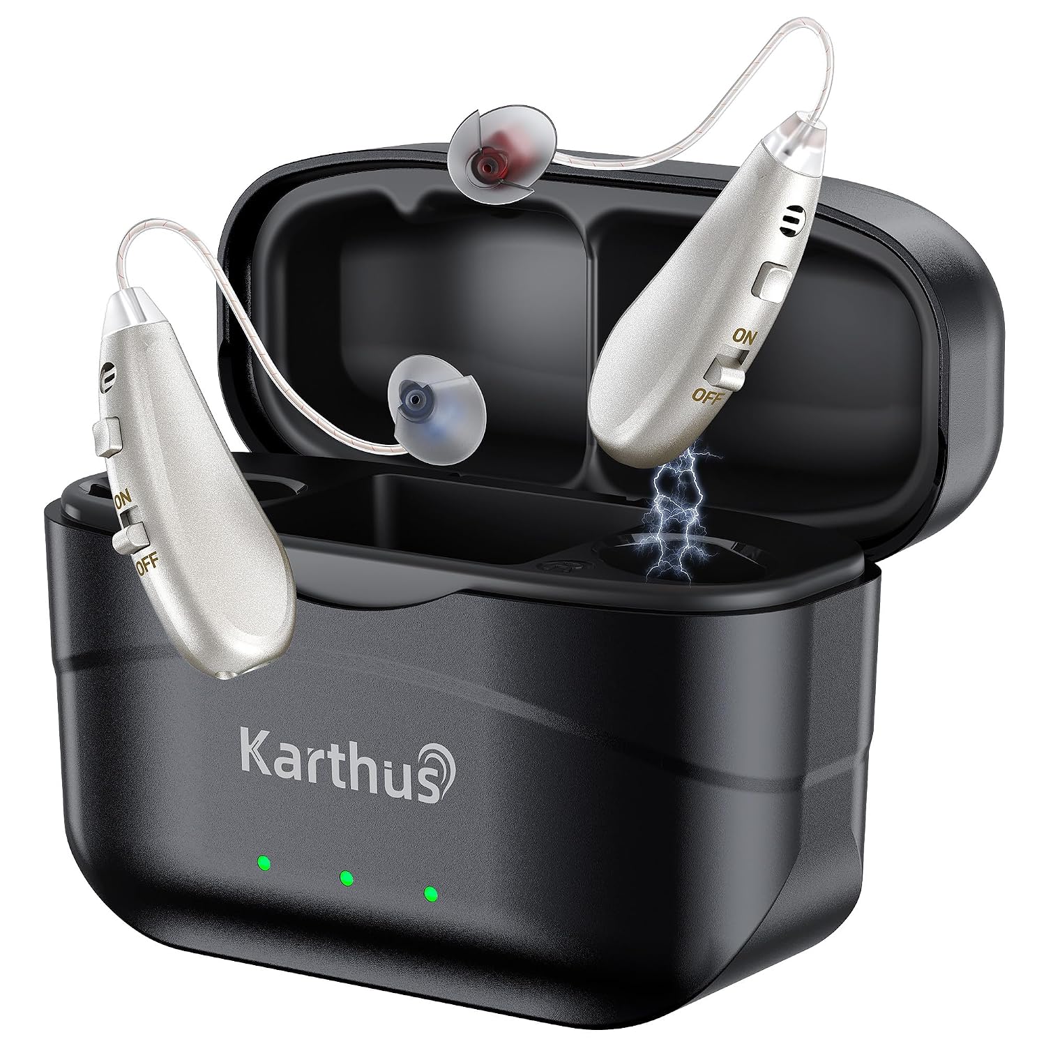Detalle de Rechargeable OTC Hearing Aids with 100-Hour Charging Case