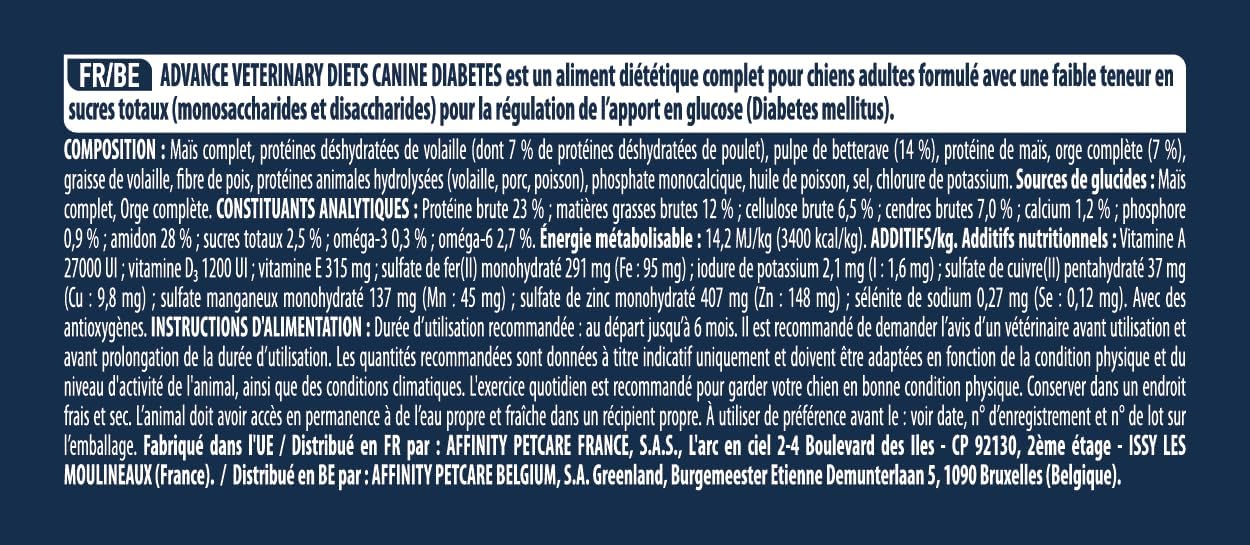Thumbnail 4 de Advance Veterinary Diets Diabetes Colitis: croquettes pour chiens diabétiques et/ou colite – 12 kg