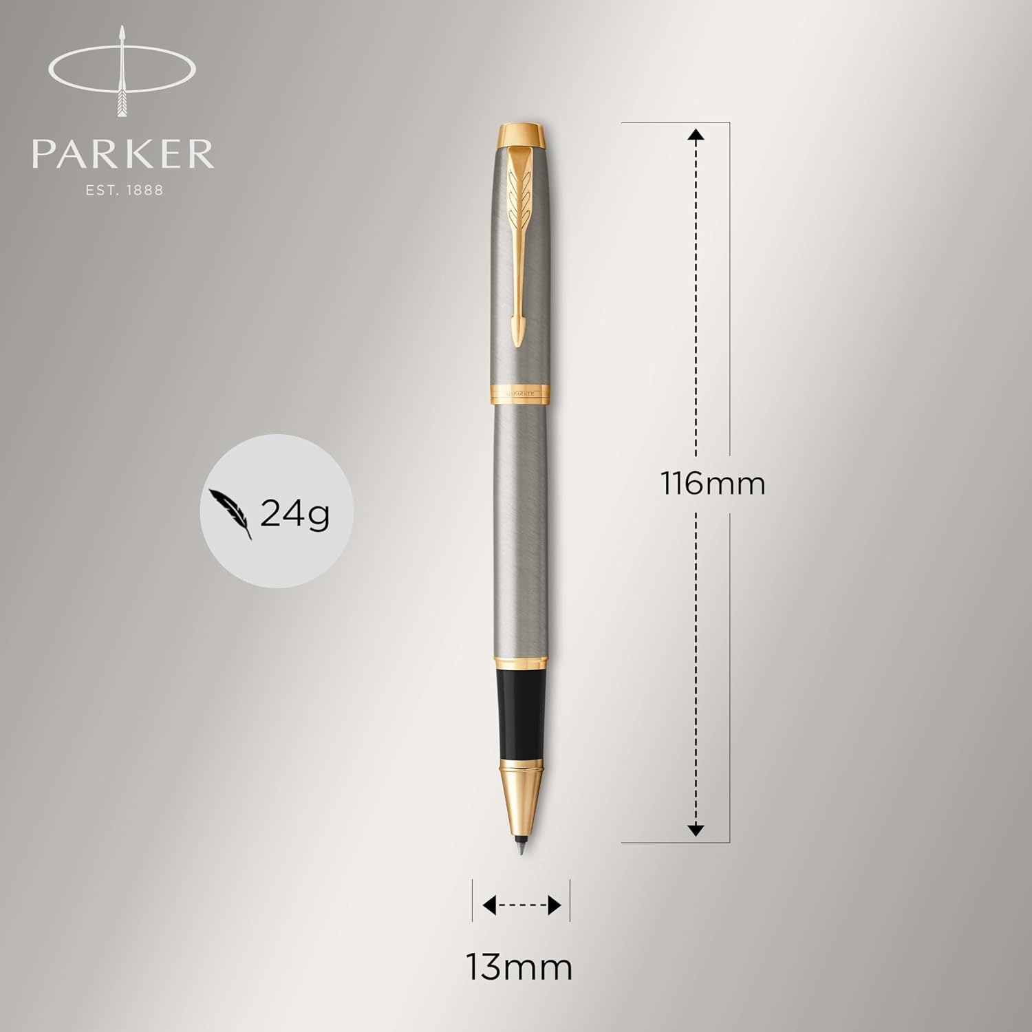 Detalle de Parker IM Rollerball Pen in Brushed Metal with Fine Point Black Ink (Gift Box)