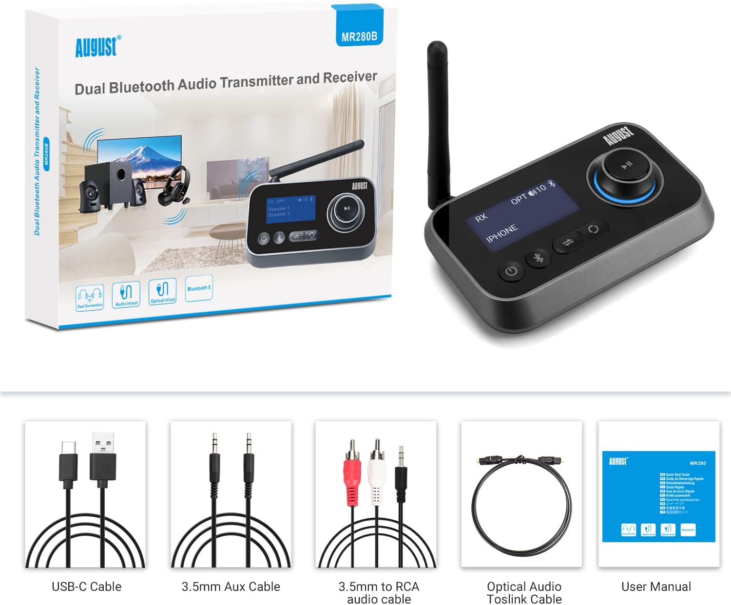 Thumbnail 6 de August MR280 Bluetooth 5.0 Audioadapter — Sender/Empfänger