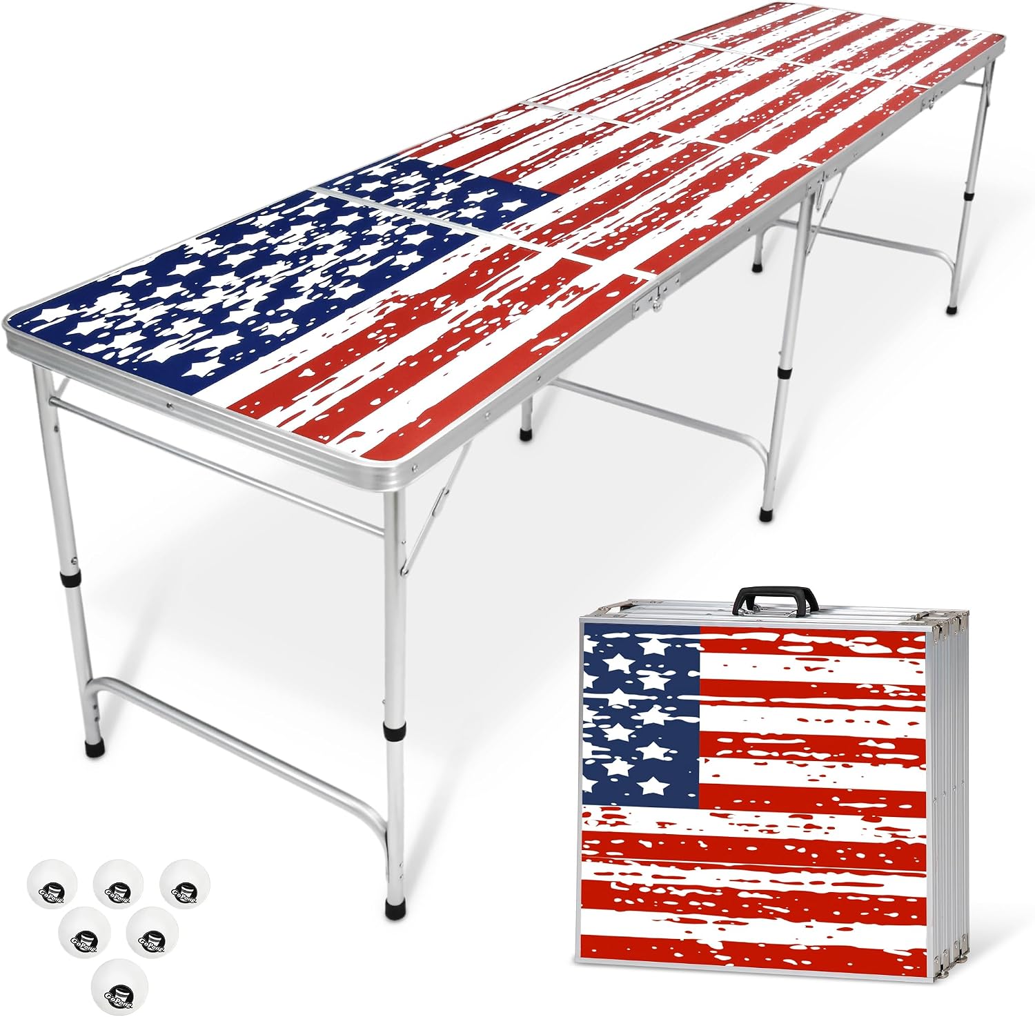 Thumbnail 6 de GoPong 8 Foot Portable Beer Pong/Tailgate Table (Black, Football, American Flag, or Custom Dry Erase)