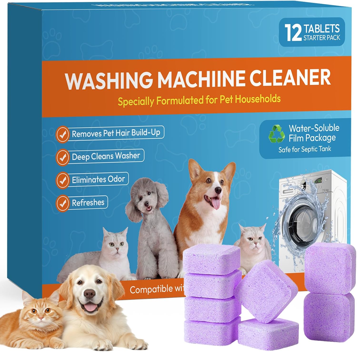 Detalle de LACRTOPE Washing Machine Cleaner Tablets, 12 Pack, Lavender Scent