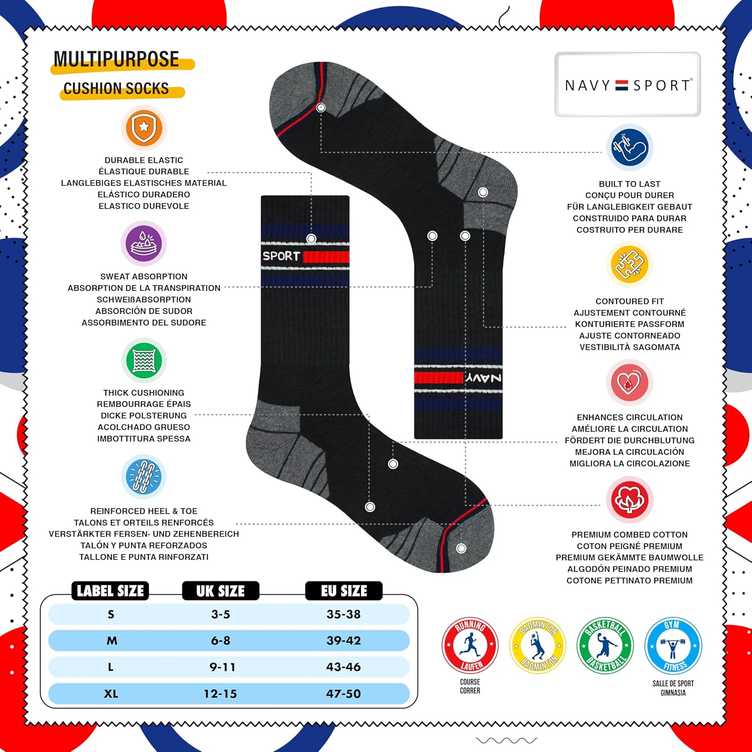 Thumbnail 1 de NAVYSPORT Chaussettes de sport coton confort