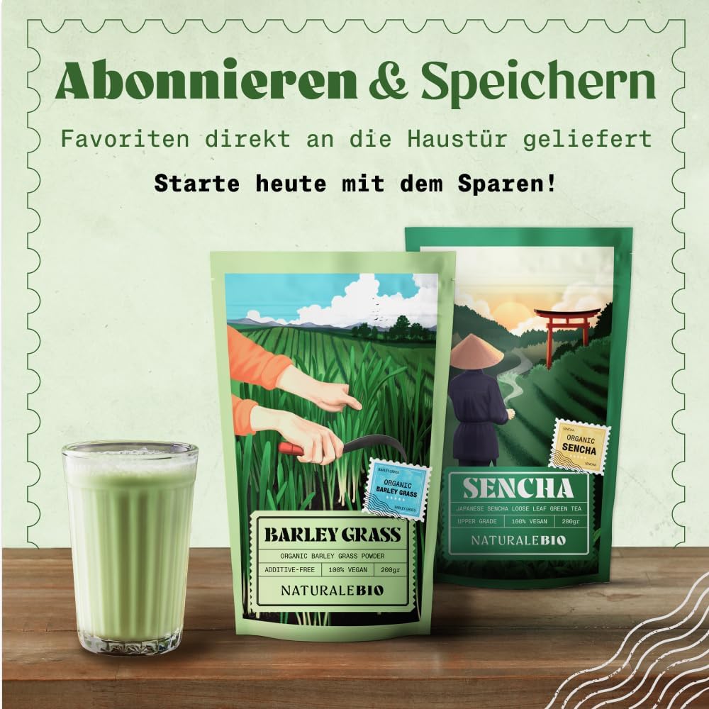 Thumbnail 6 de NaturaleBio Gerstengras Pulver 200 g – Bio für Gerstengrassaft, Smoothies & Joghurt