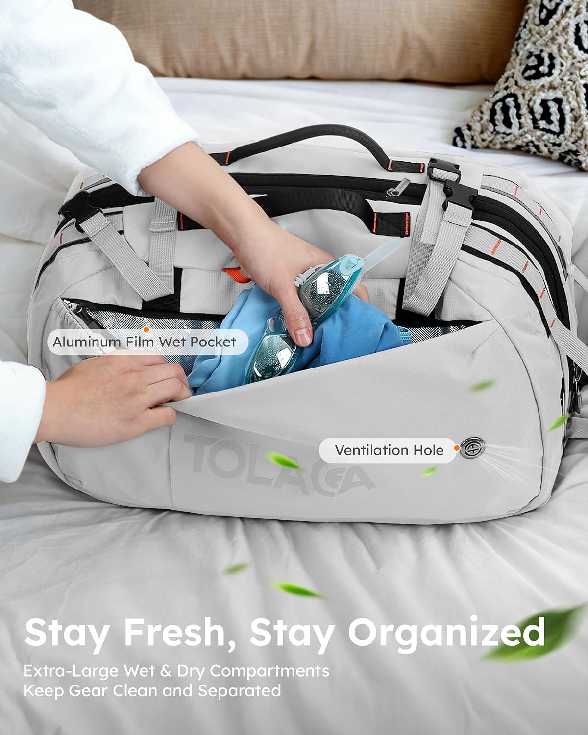 Detalle 2 de Tolaccea 40-50L Sac à dos cabine pour voyage ✈