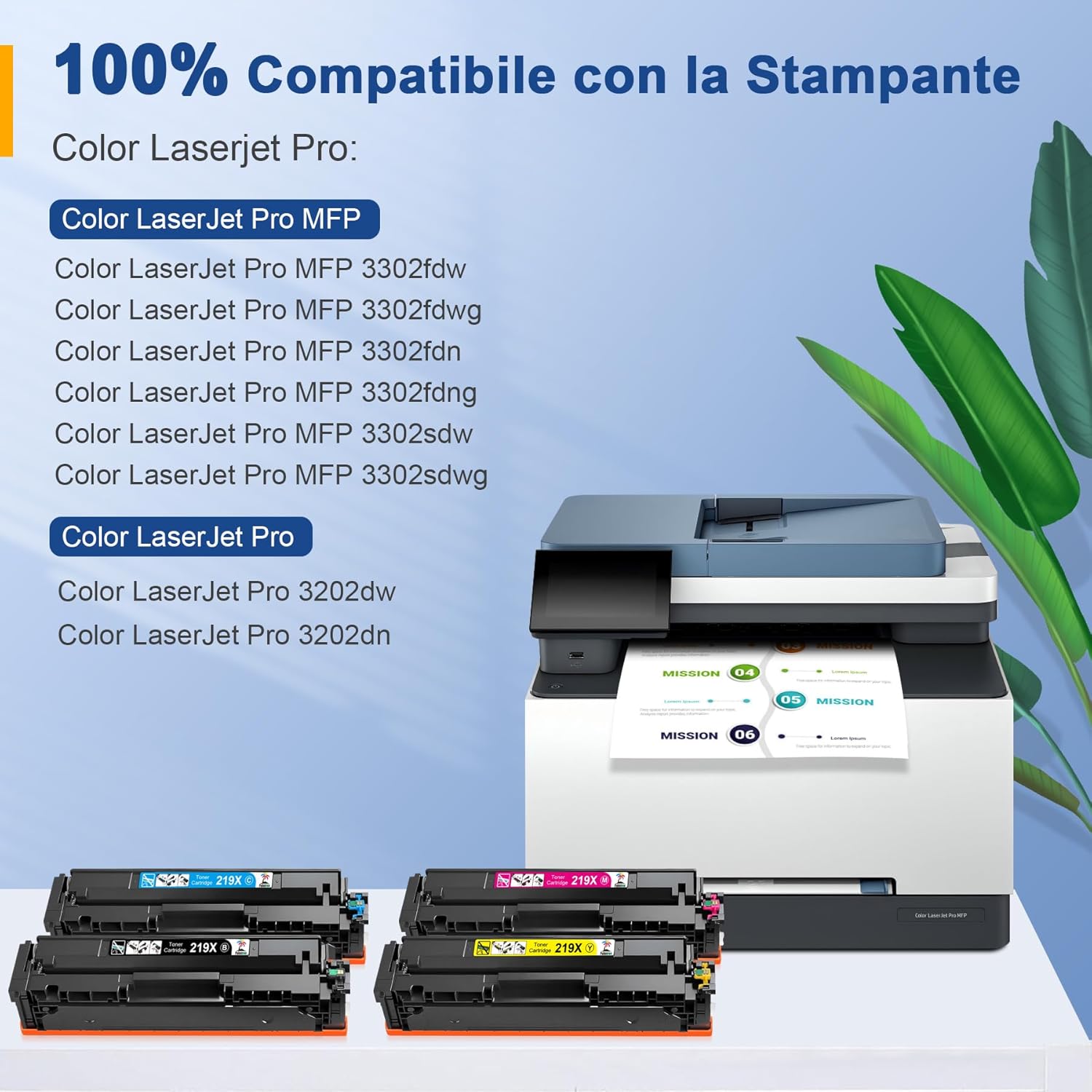 Thumbnail 3 de Palmtree 219X con chip compatibile con HP 219X / 219A (W2190X, W2191X, W2192X, W2193X) per Color LaserJet Pro
