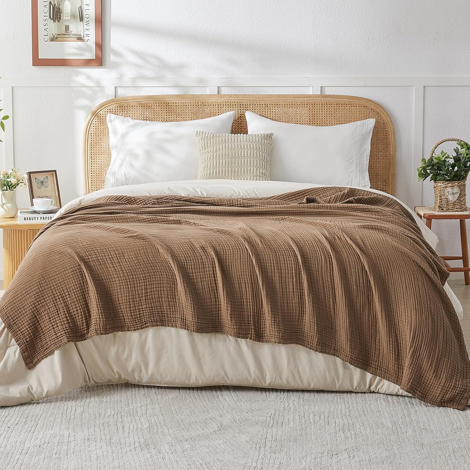 Thumbnail 5 de EMME Cotton Throw Blanket, 100% Muslin, 150 x 200cm – Breathable, Soft and Lightweight