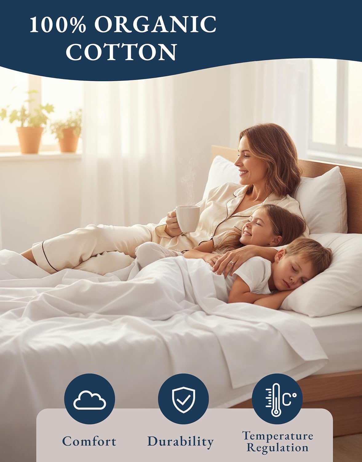 Thumbnail 5 de Lane Linen 100% Organic Cotton King Size Sheets Set