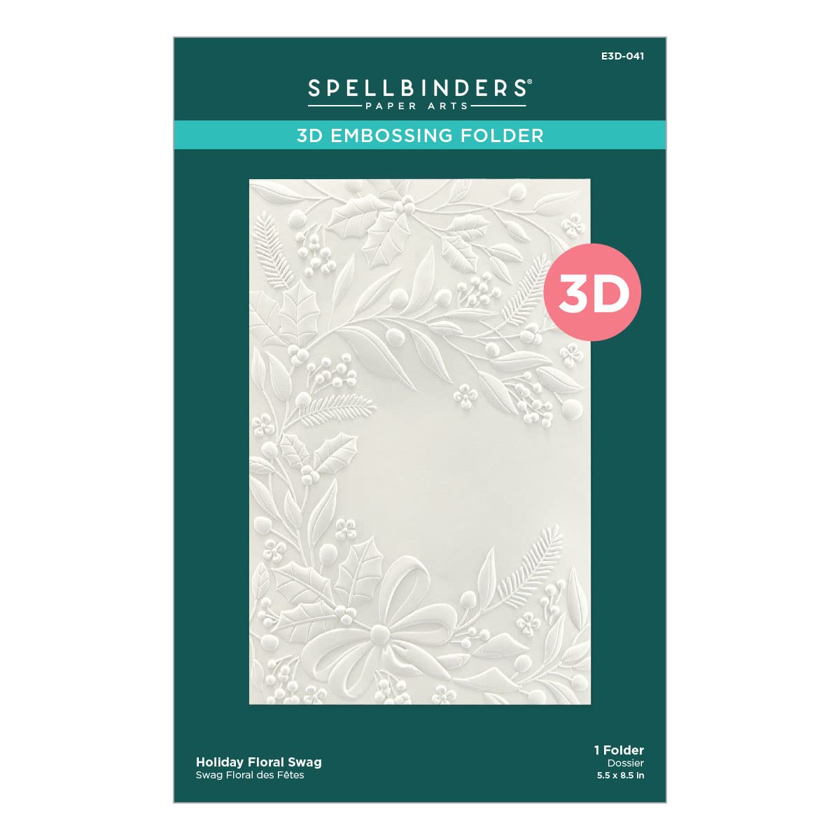 Detalle de Spellbinders E3D041 3Dエンボスフォルダー ホリデーフローラルスワッグ 5.5 x 8.5インチ