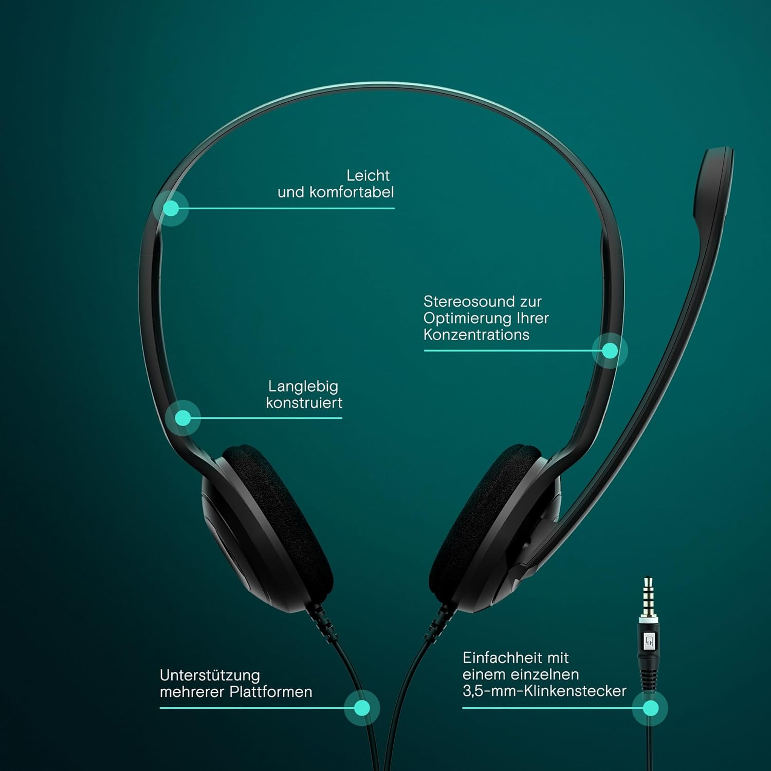 Thumbnail 1 de EPOS PC5 Chat kabelgebundenes Headset (3,5-mm-Klinke) für PC, Meetings & Online-Klassen