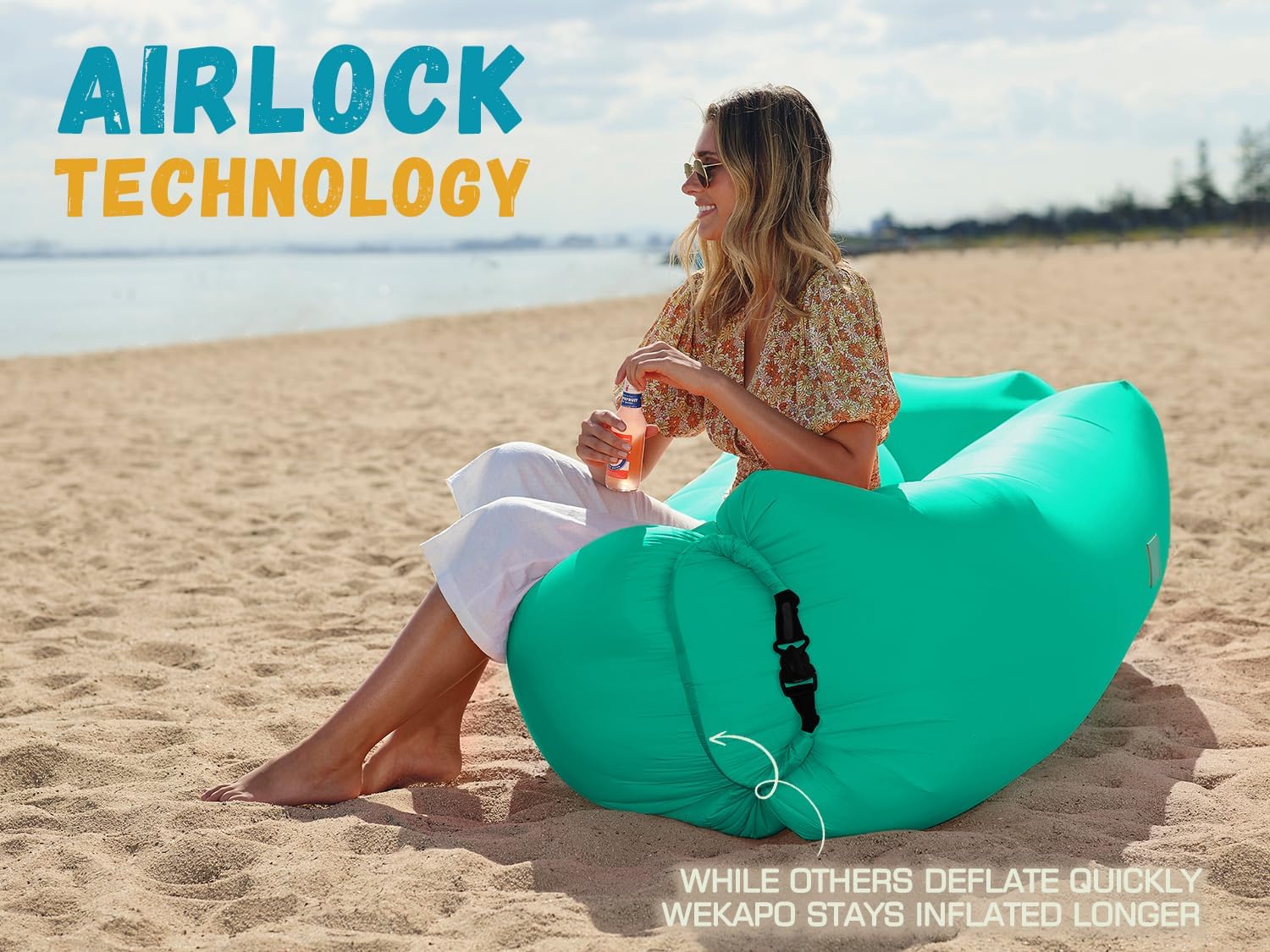Thumbnail 4 de WEKAPO Air Lounger Inflatable Sofa with Built-In Pillow, 210T Rip-Stop Polyester