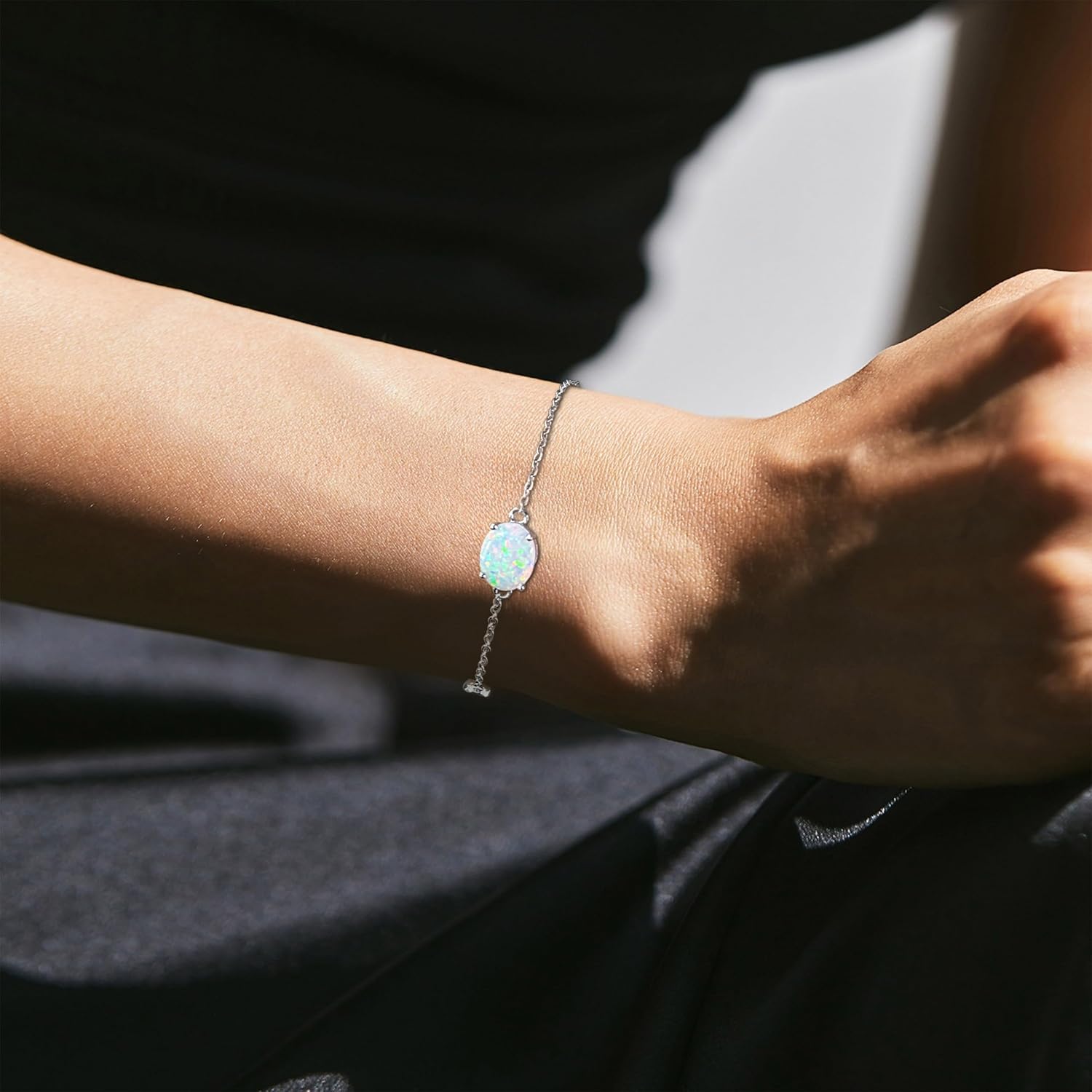 Thumbnail 3 de KristLand sterling silver bracelet with opal stone and zirconia detailing
