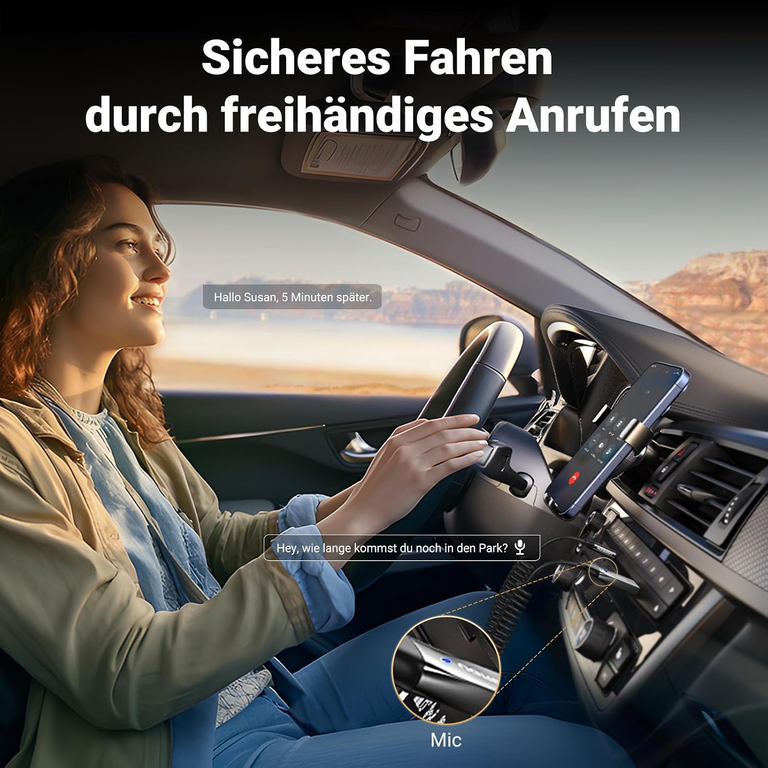 Detalle de UGREEN Bluetooth Aux Adapter Auto 6.0 (Klinke) mit Mikrofon – Empfänger für Freisprechen und Wireless Musik