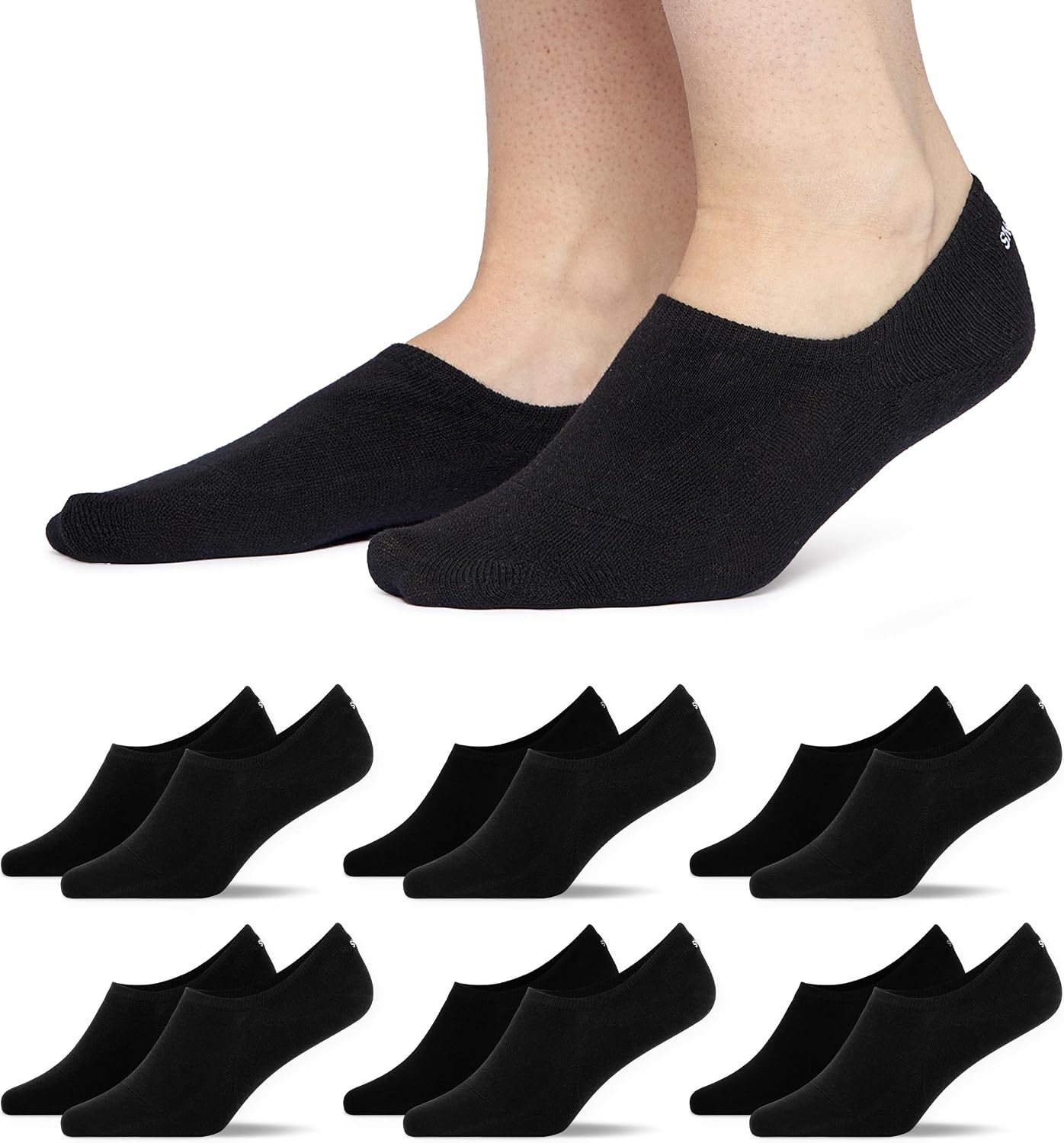 Imagen de Snocks Socquettes Femme et Homme - Lot de 6, coton bio certifié, antidérapantes et respirantes (Taille 35-50) en OfertitasTOP