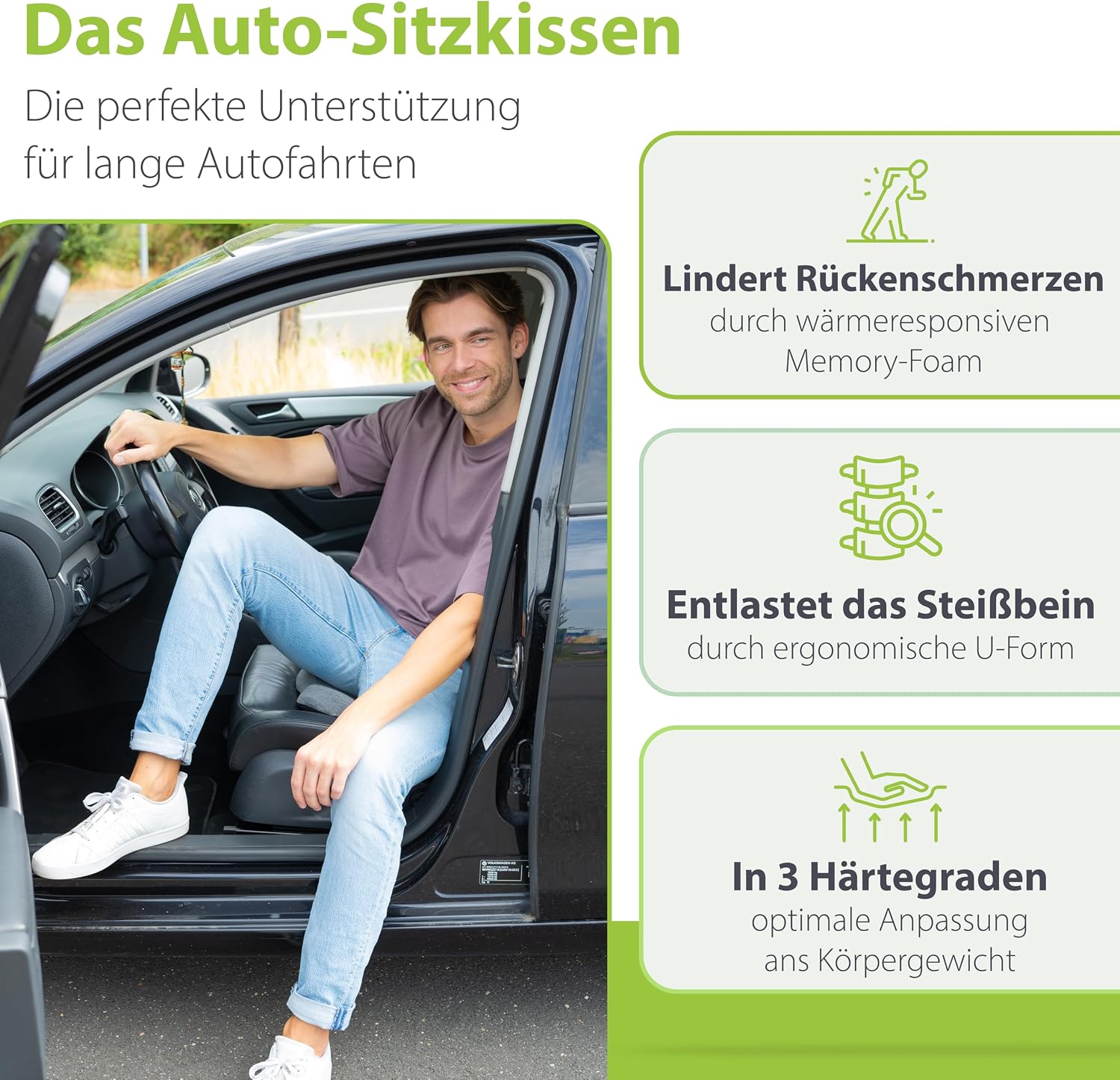 Detalle 2 de feela.® Orthopädisches Autositzkissen 3 Härtegrade