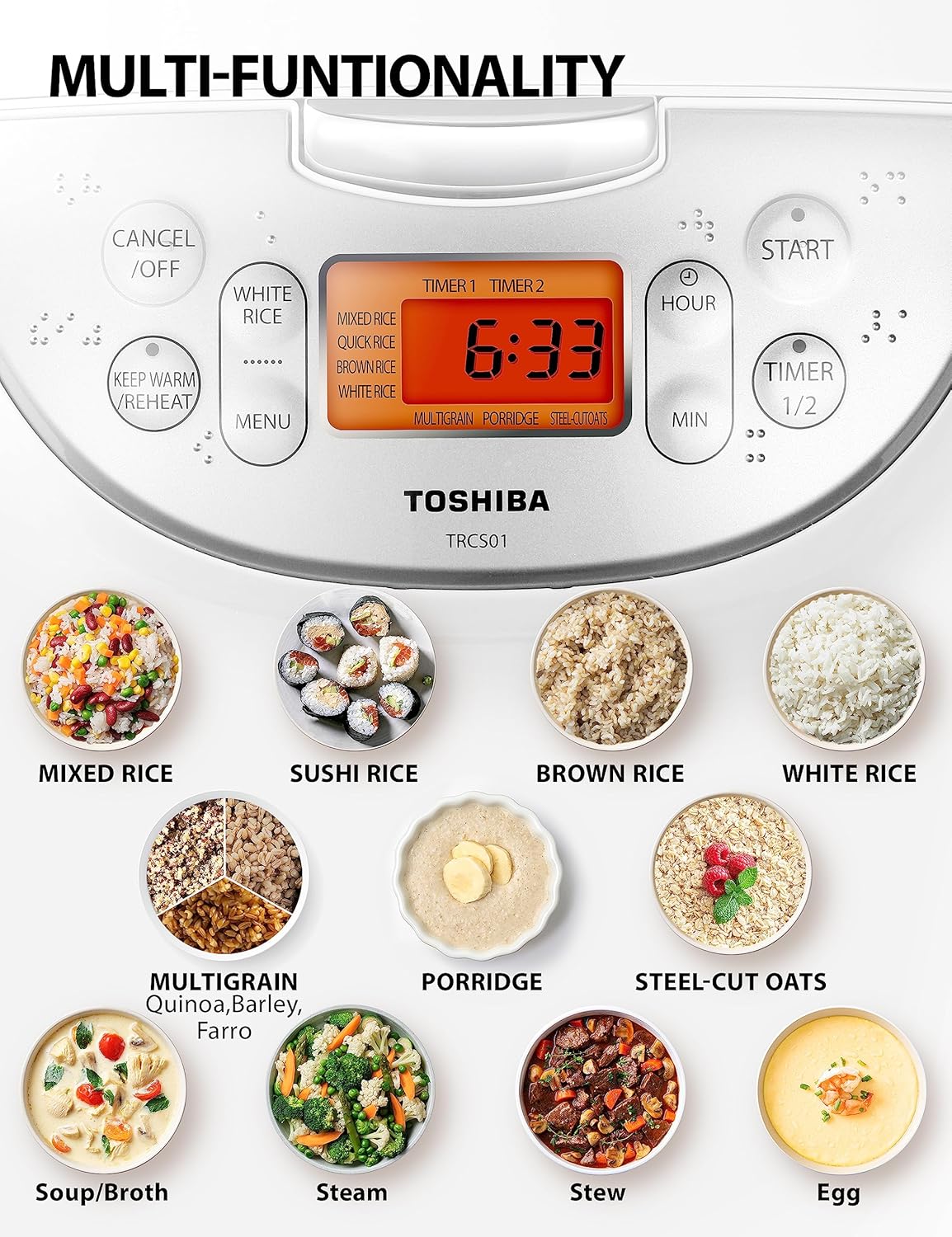 Detalle 2 de Toshiba Rice Cooker 6-Cup Capacity, Fuzzy Logic ๐