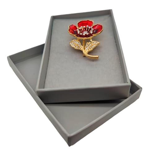 Thumbnail 6 de Jewellbox Red Poppy Flower Brooch in Alloy and Enamel, Red and Gold-Tone