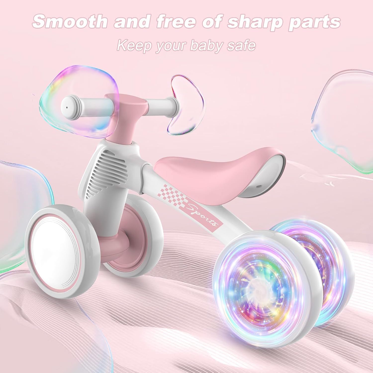 Thumbnail 3 de WETIFY Colorful Lighting Baby Balance Bike — 10-36 Months, No Pedal, Soft Seat, 4 Silent Wheels