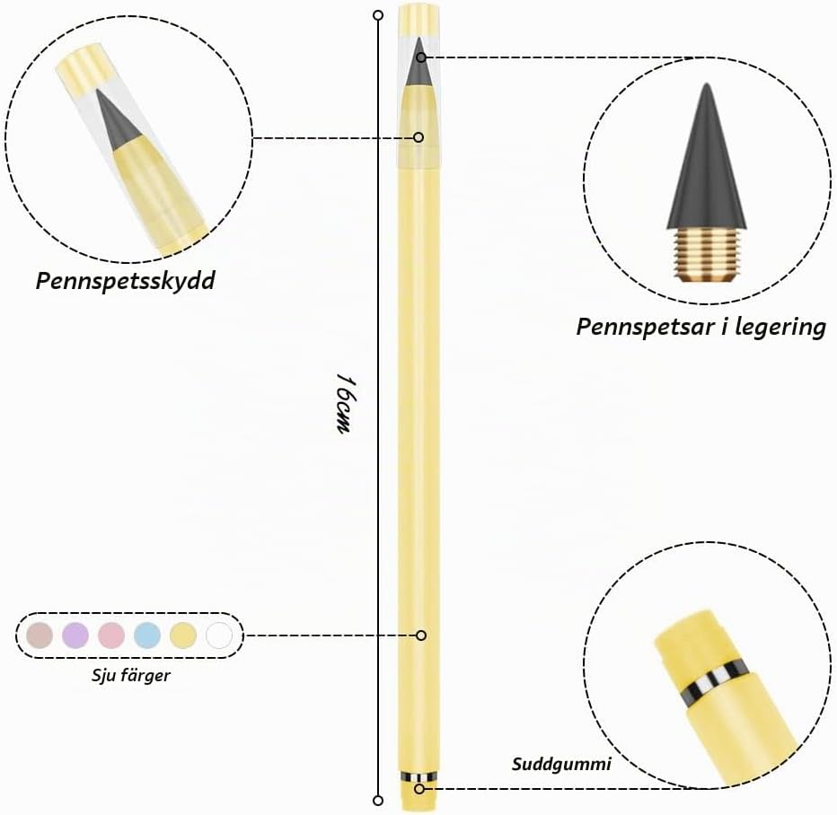 Detalle 2 de Vicloon Inkless bläckfri evighetspenna, 7-pack med utbytbara spetsar
