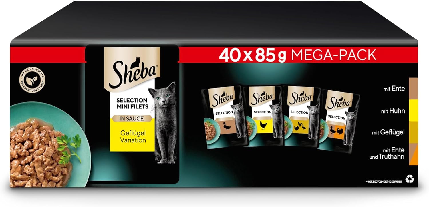Detalle 2 de Sheba Selection in Sauce Katzenfutter Geflügelauswahl – 72 Beutel (72 x 85 g)