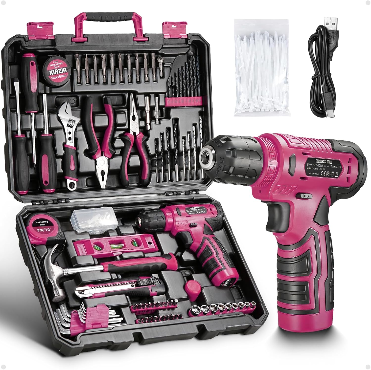 Set utensili 233 pezzi con trapano a batteria