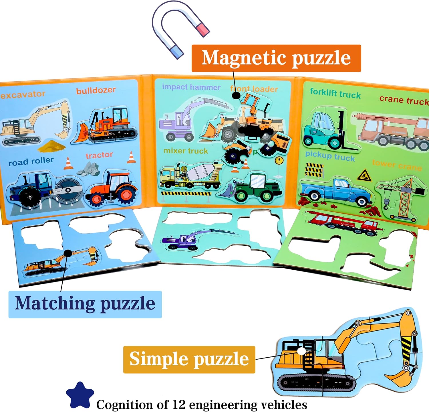 Thumbnail 2 de Magnetic Puzzles for Kids 3-5: Travel Toddler Car and Construction Themes