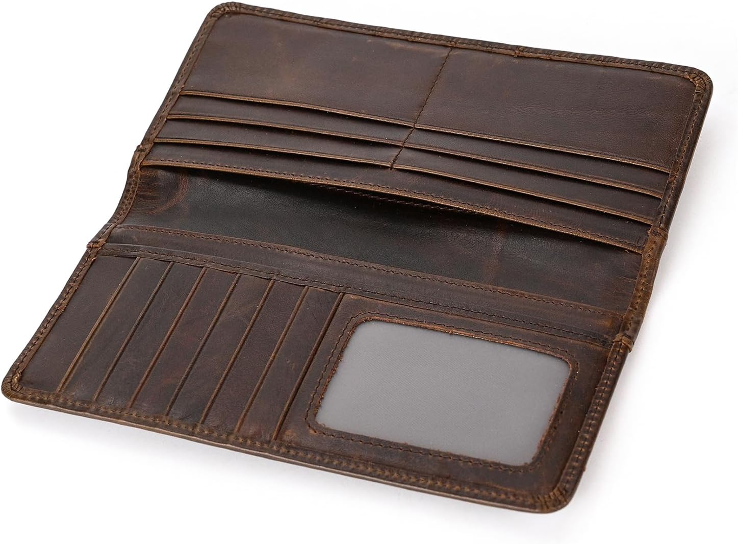 Thumbnail 5 de LUUFAN Men's Genuine Leather Long Wallet with Zipper Pocket – Vintage Bifold Checkbook Purse