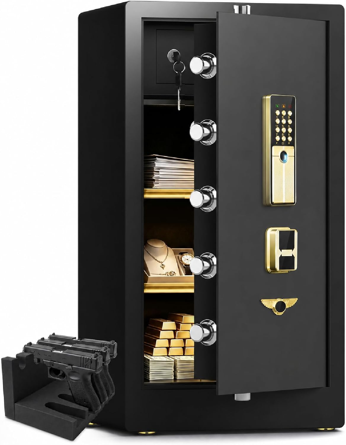 Detalle de Fireproof Biometric Safe with Gun Rack, 76 lb