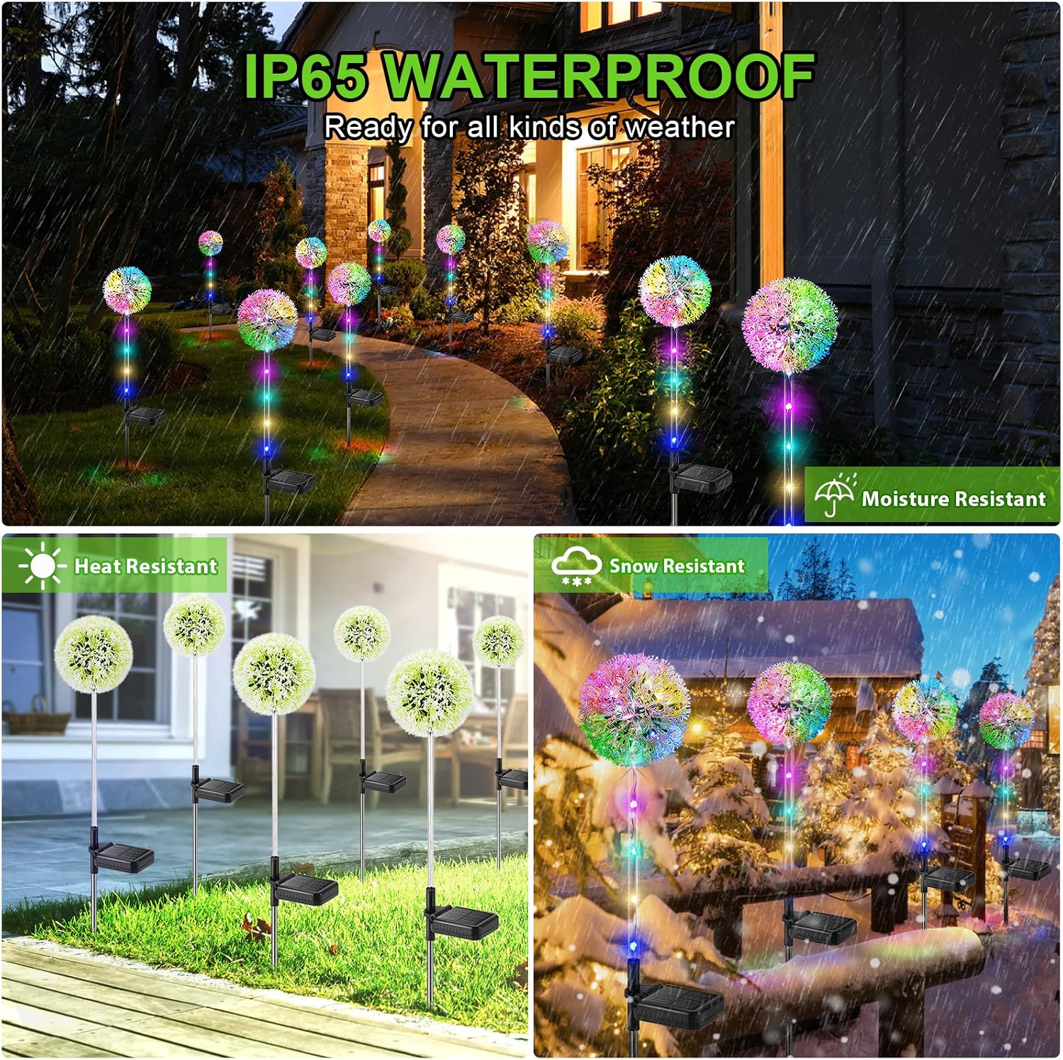 Detalle de BUCASA TFL017 – solarne lampy ogrodowe, 4 szt., 16 kolorowych LED