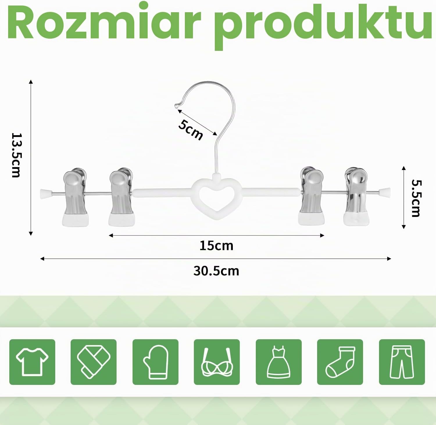 Detalle 2 de Yoxovo metalowe wieszaki na spodnie 30 cm, 10 szt., regulowane klipsy