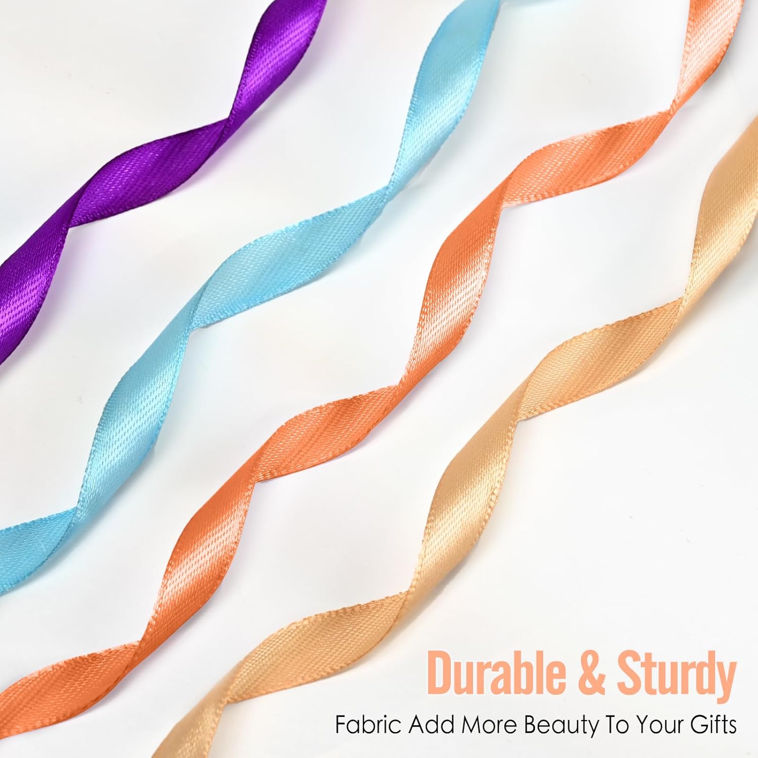 Detalle 2 de 12 Colours Rainbow Satin Ribbon – 10mm x 9m Each (Total 108m) – Double-Faced, Durable Gift Wrap Ribbon