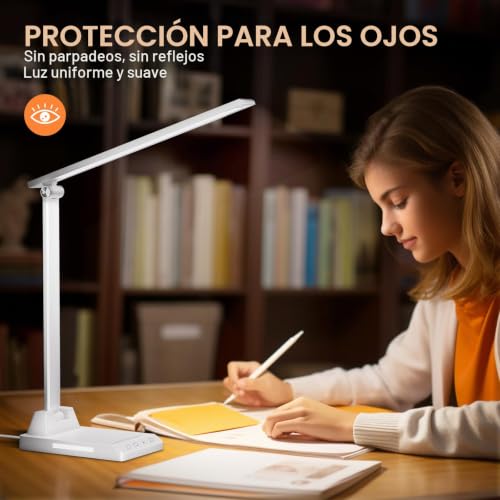 Detalle de Lámpara de Escritorio LED Ylatoial: flexo regulable con 5 modos y 10 niveles de brillo
