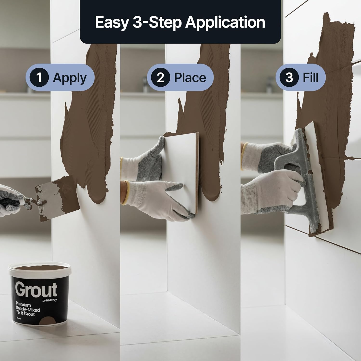 Thumbnail 1 de Brown Ready Mixed Grout & Fix | Wall & Tile Adhesive 4.5kg / 2.5L
