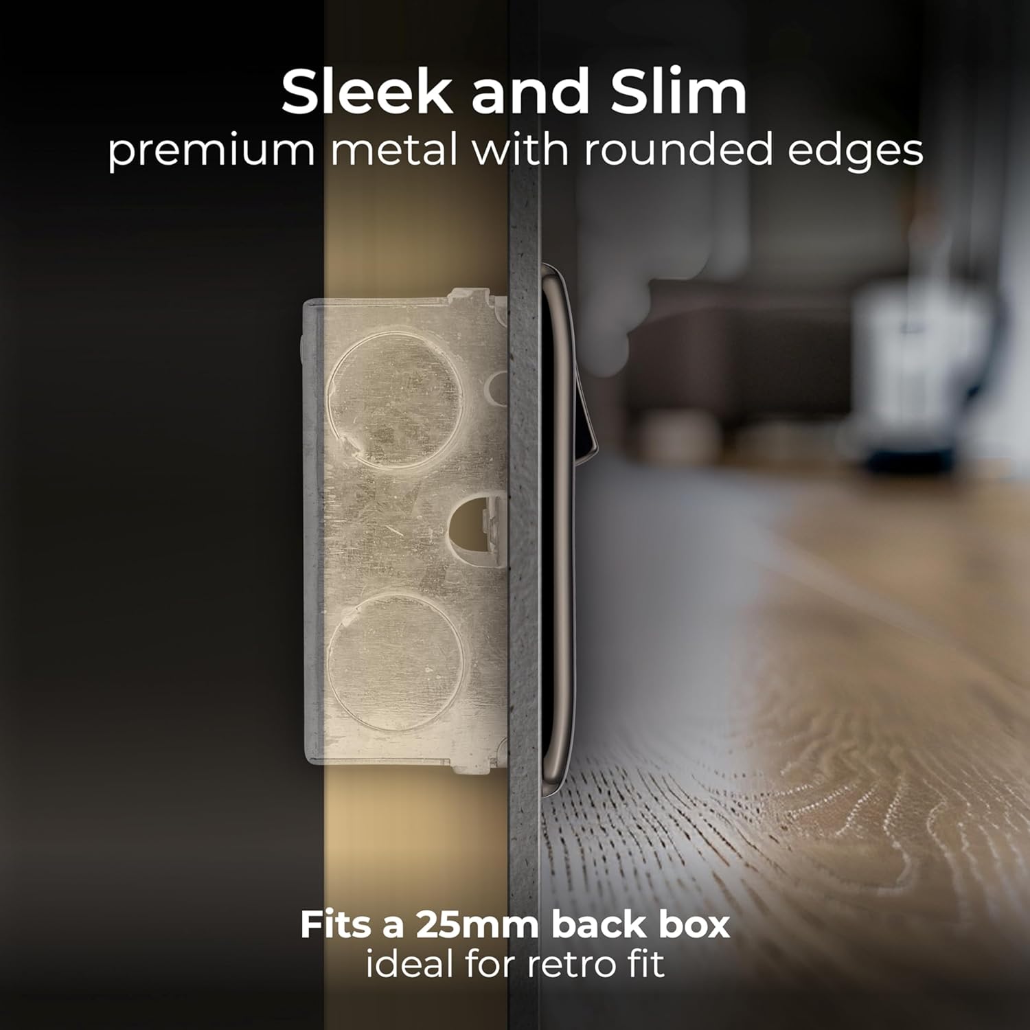 Thumbnail 3 de BG Electrical 13A Nexus Metal black nickel double switched wall socket with USB-A and USB-C charging (12W) – NBN22UAC12B